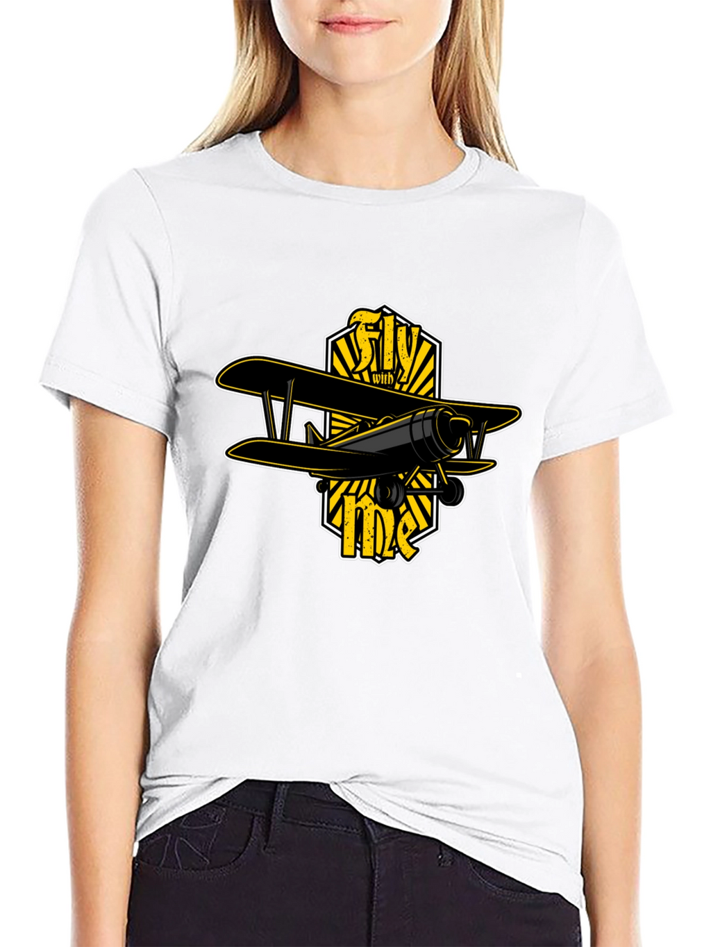 Fly With Me Biplane Graphic T-Shirt
