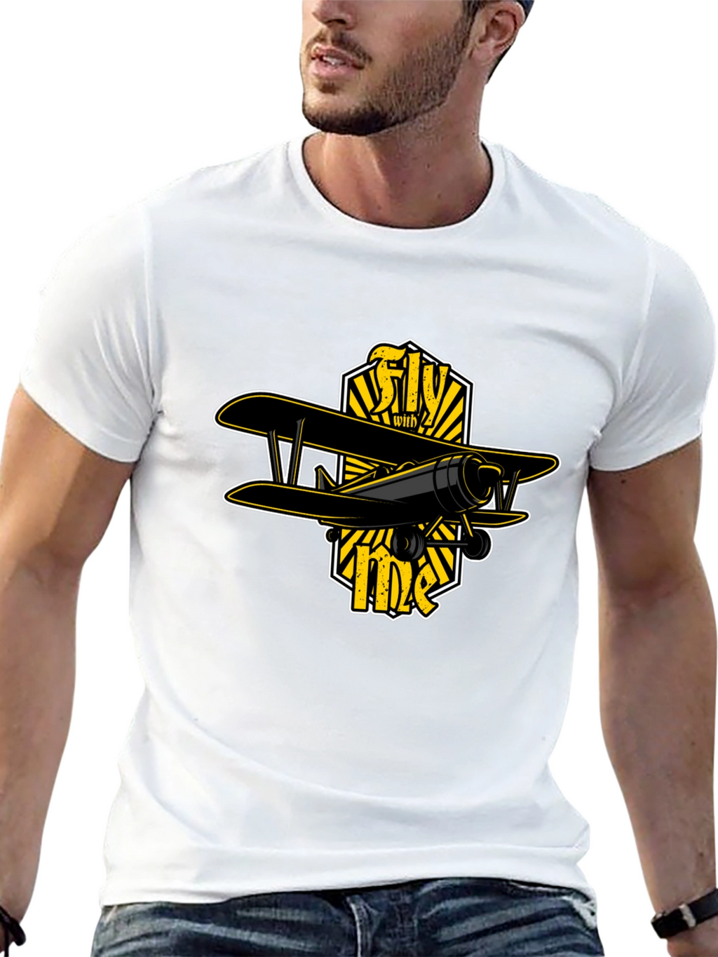 Fly With Me Biplane Graphic T-Shirt