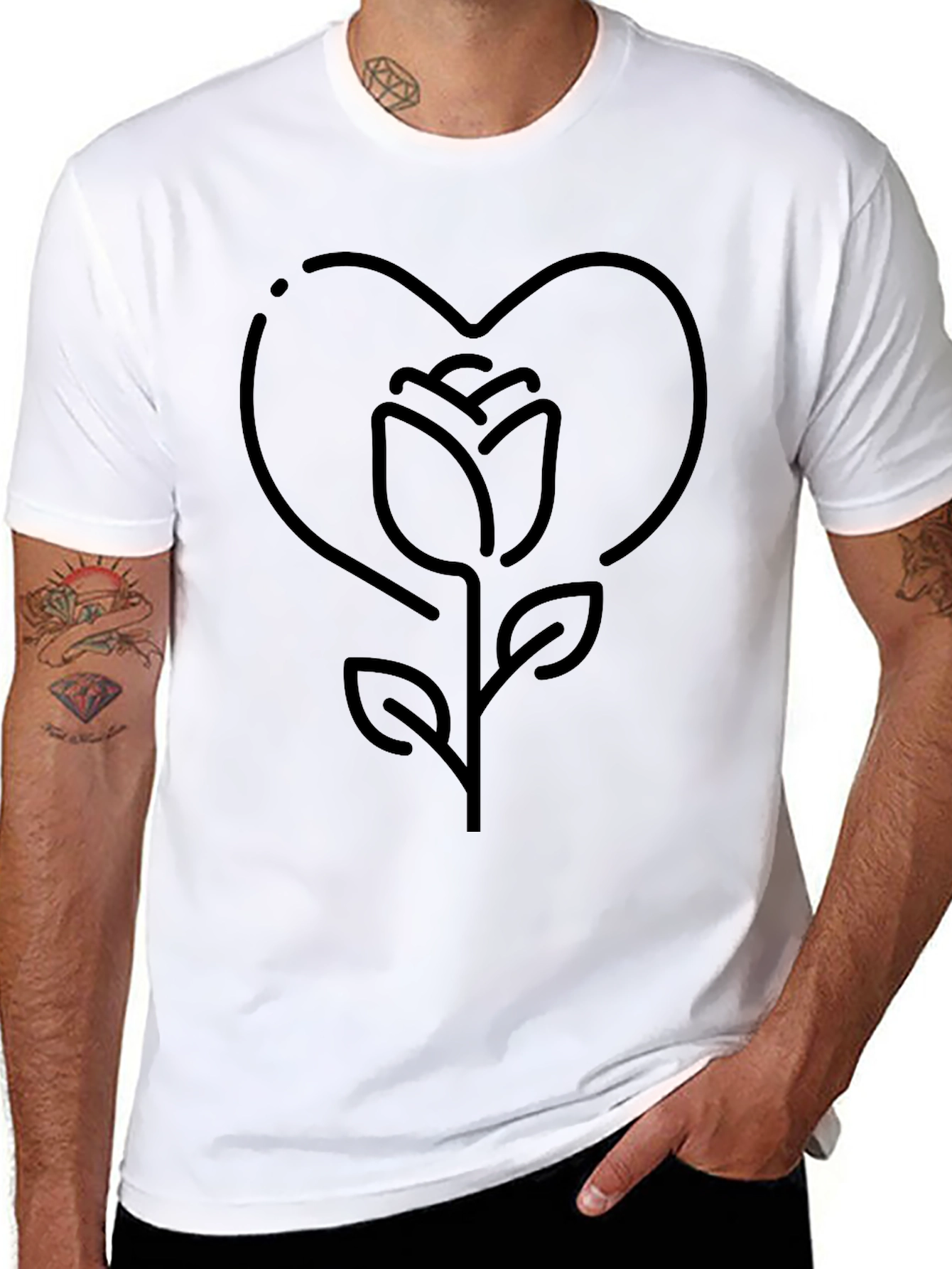 Rose Heart T-Shirt - Stylish Casual Wear