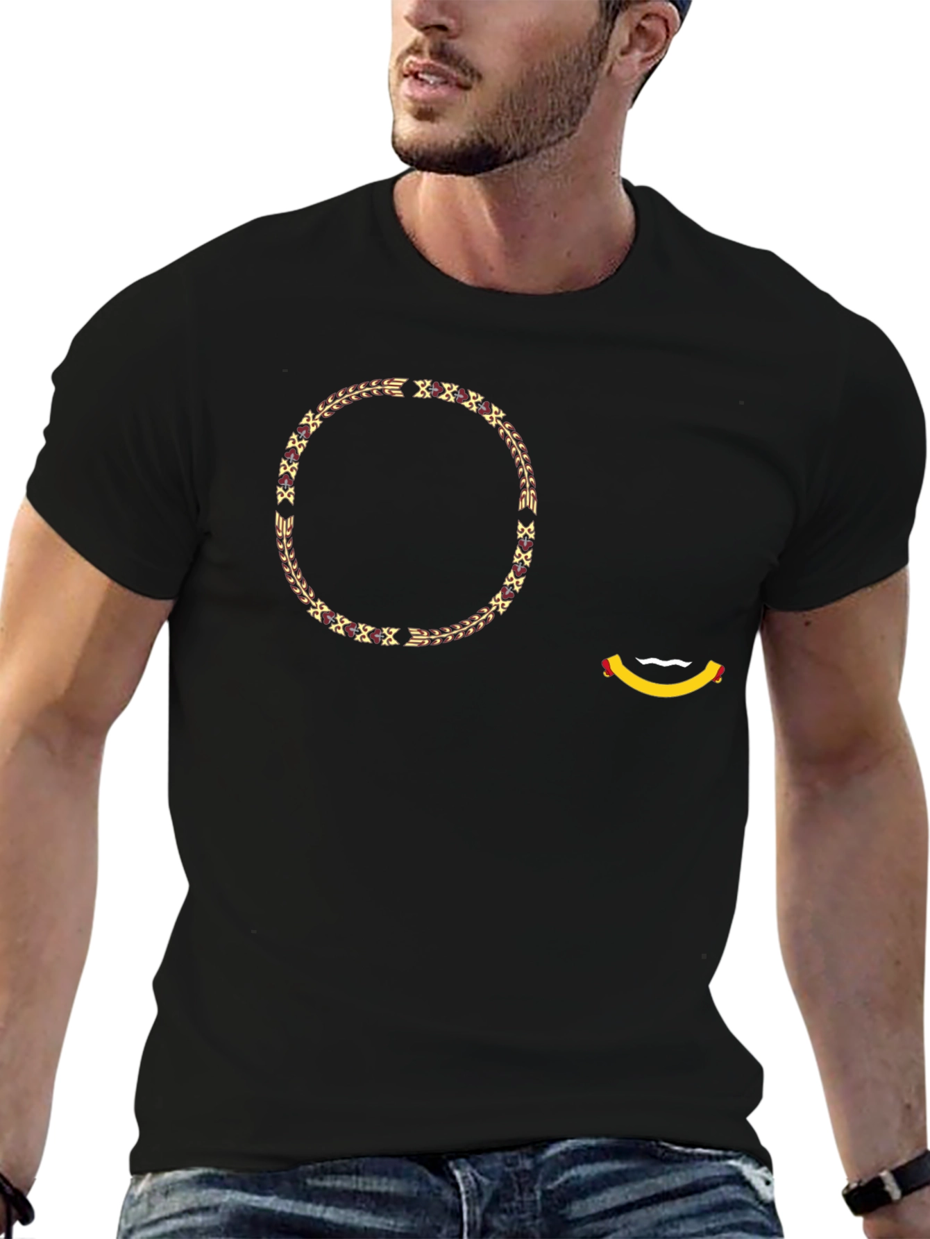 Stylish Graphic Print Black T-Shirt
