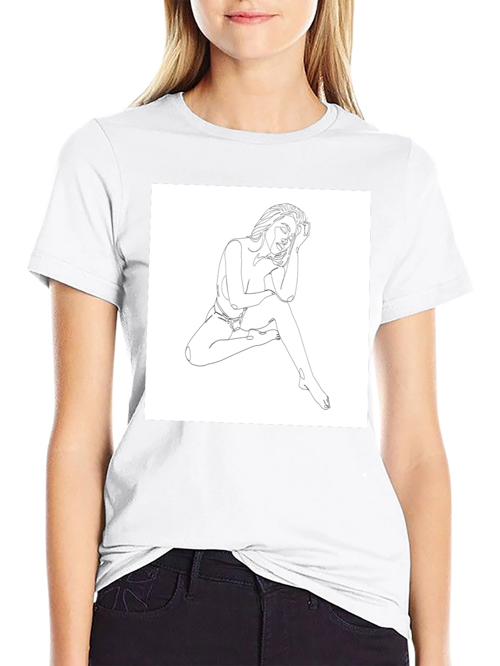 Minimalist Woman Line Art Graphic Tee