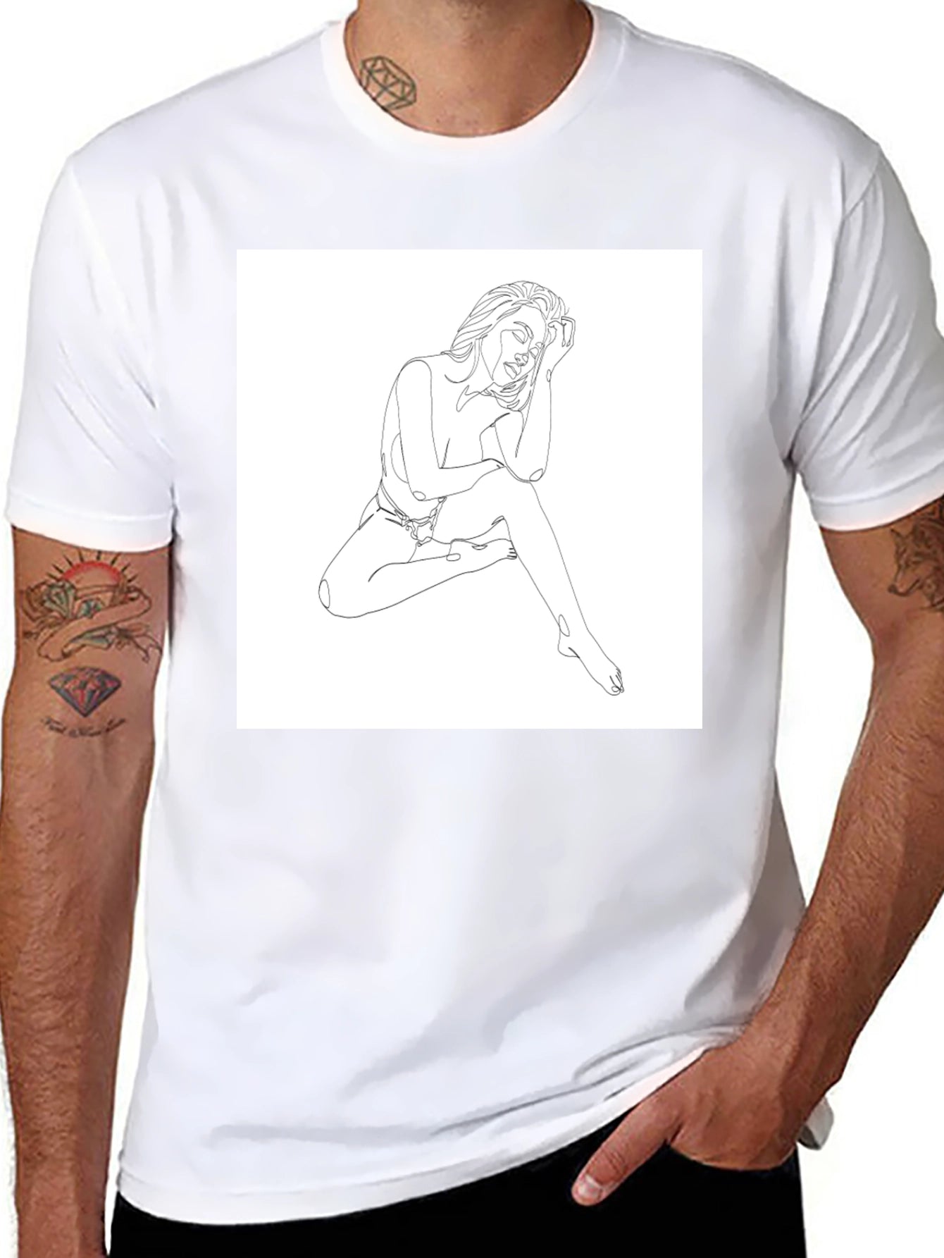 Minimalist Woman Line Art Graphic Tee