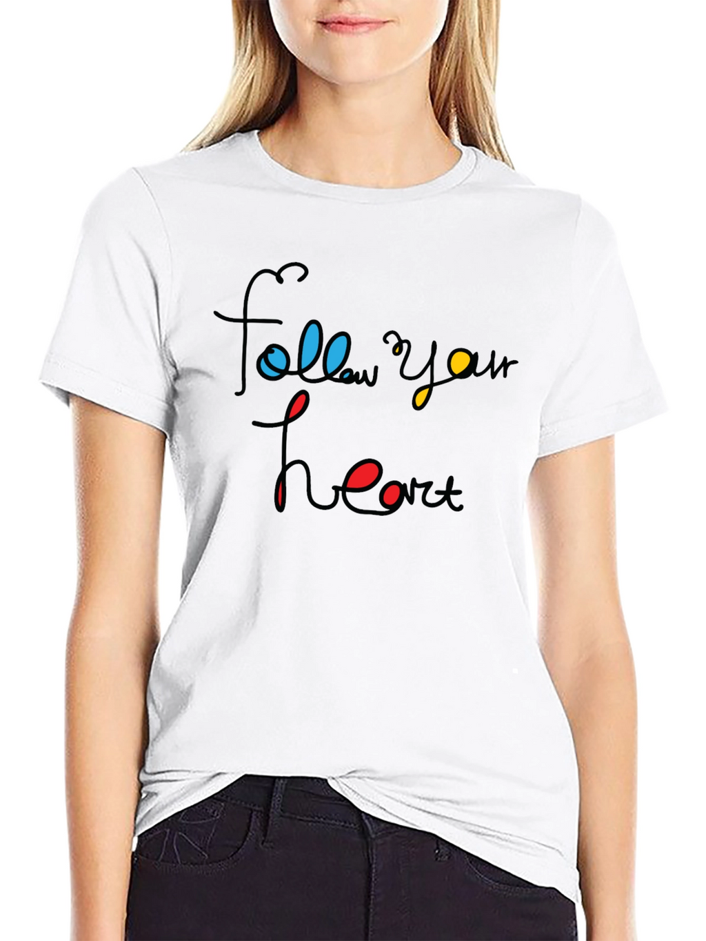 Follow Your Heart Graphic Tee - Black Cotton Blend