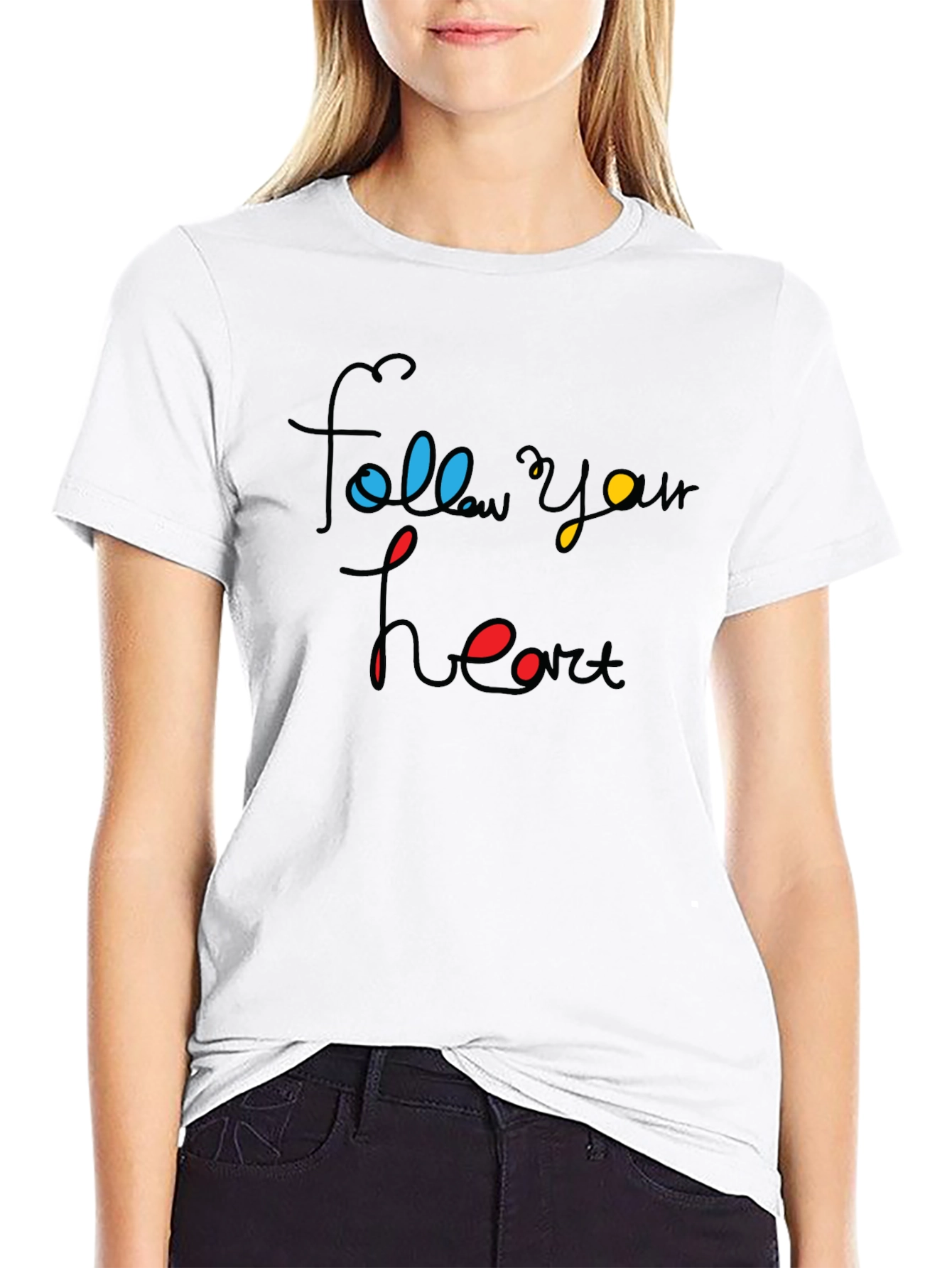 Follow Your Heart Graphic Tee - Black Cotton Blend