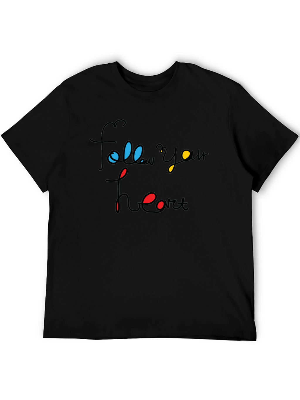 Follow Your Heart Graphic Tee - Black Cotton Blend