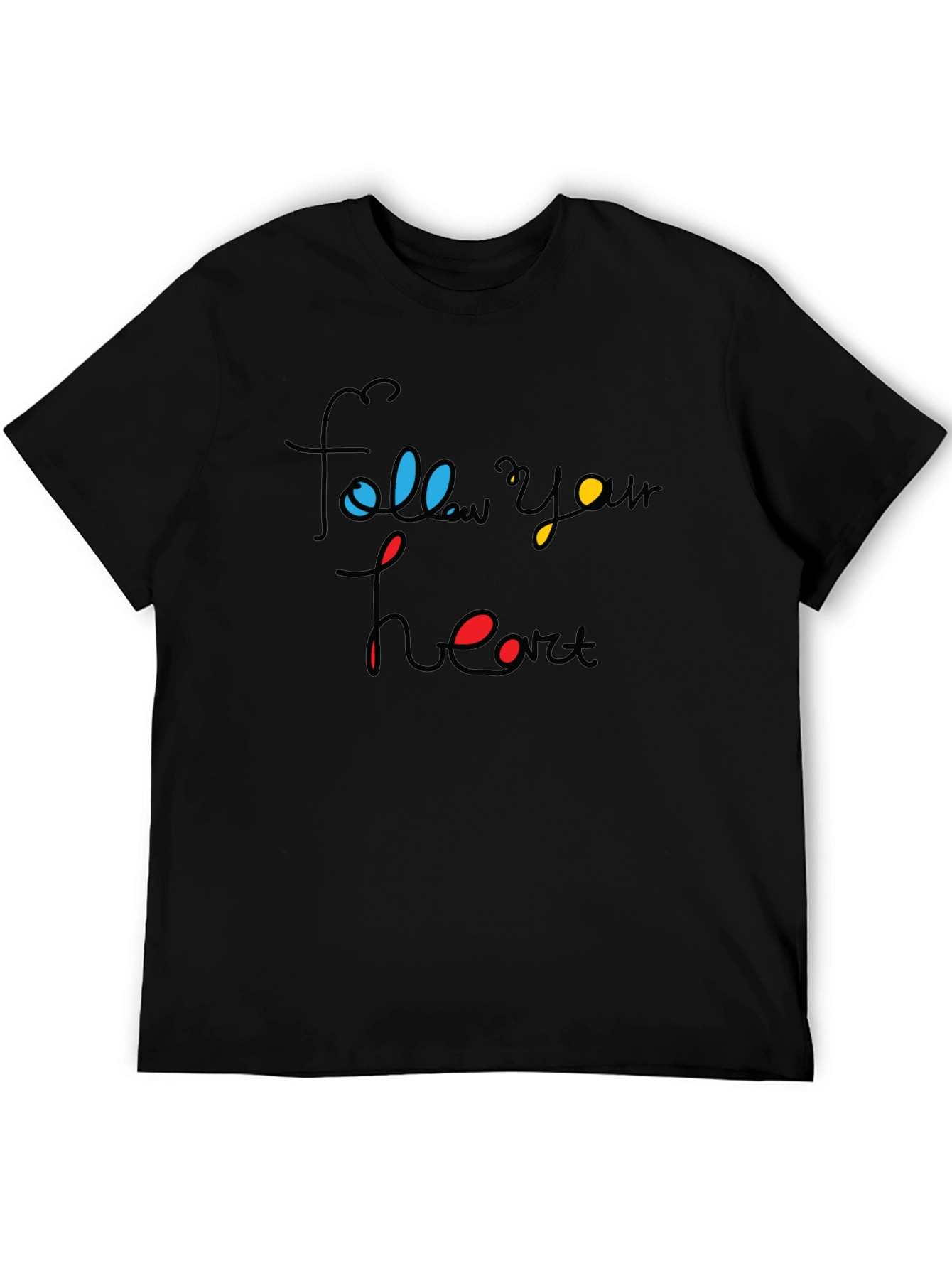 Follow Your Heart Graphic Tee - Black Cotton Blend