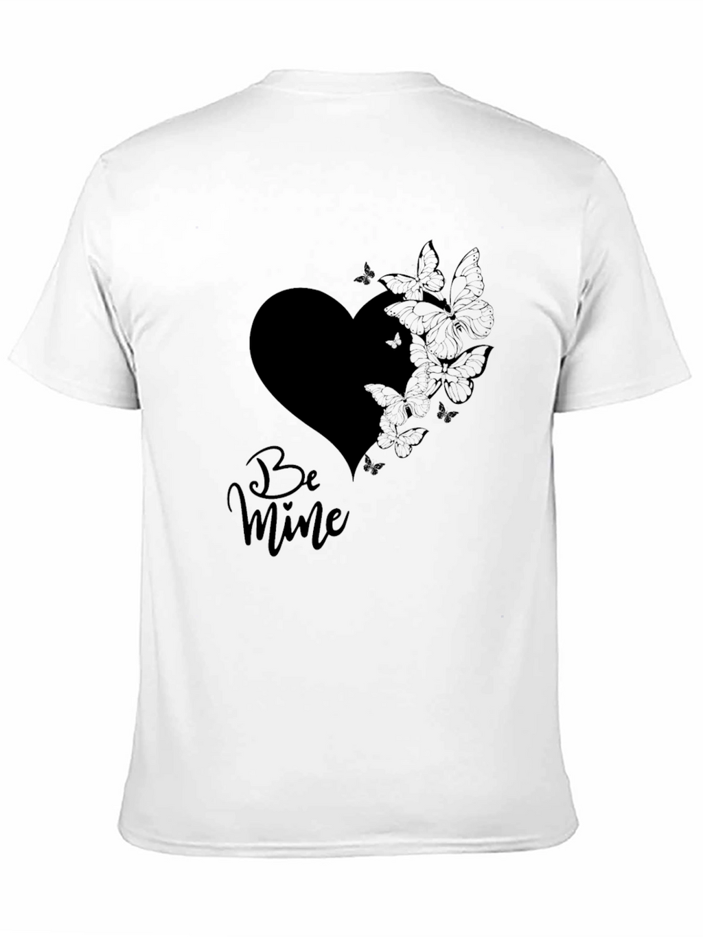 Be Mine Heart & Butterfly Black T-Shirt