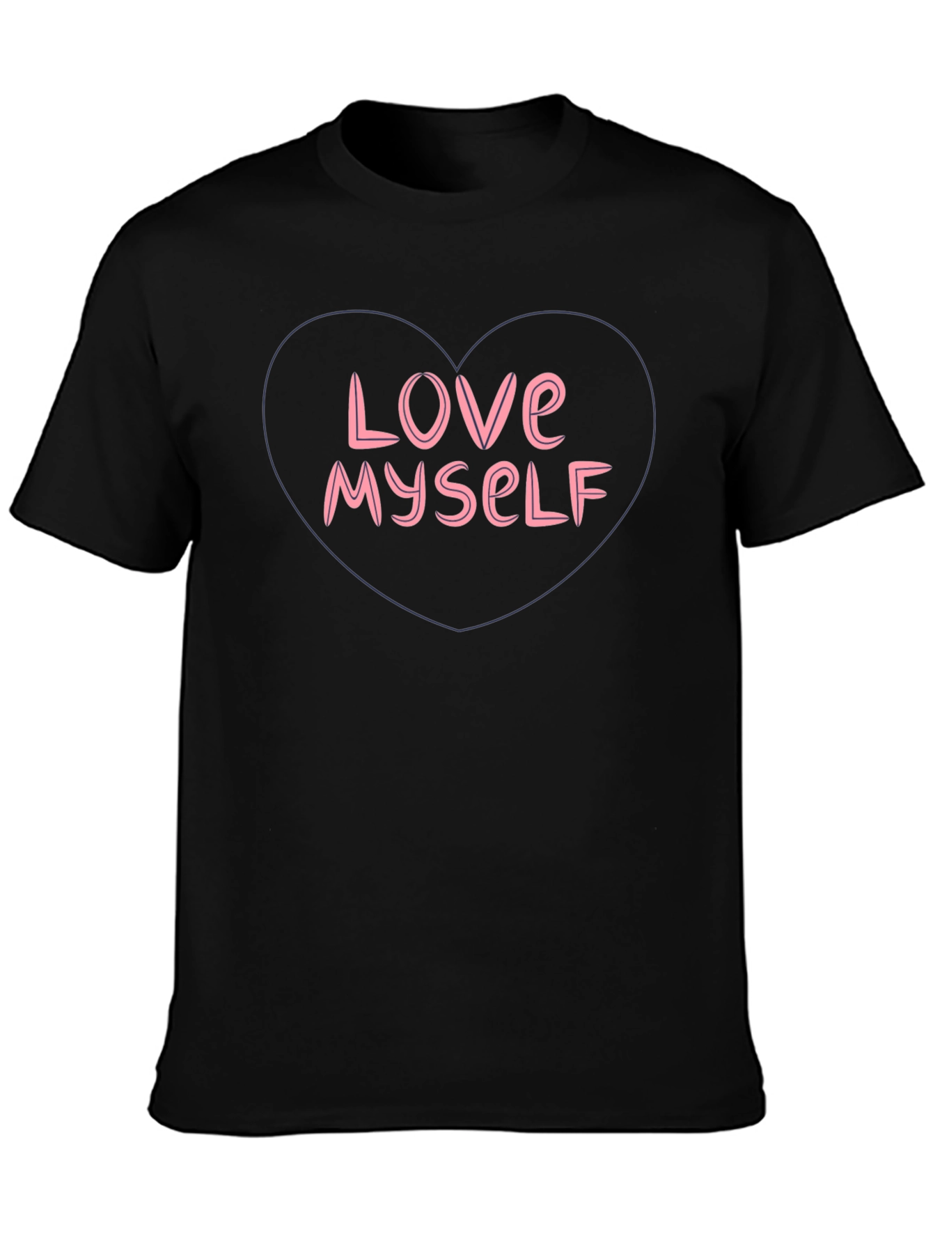 Love Myself Heart Graphic T-Shirt - Black
