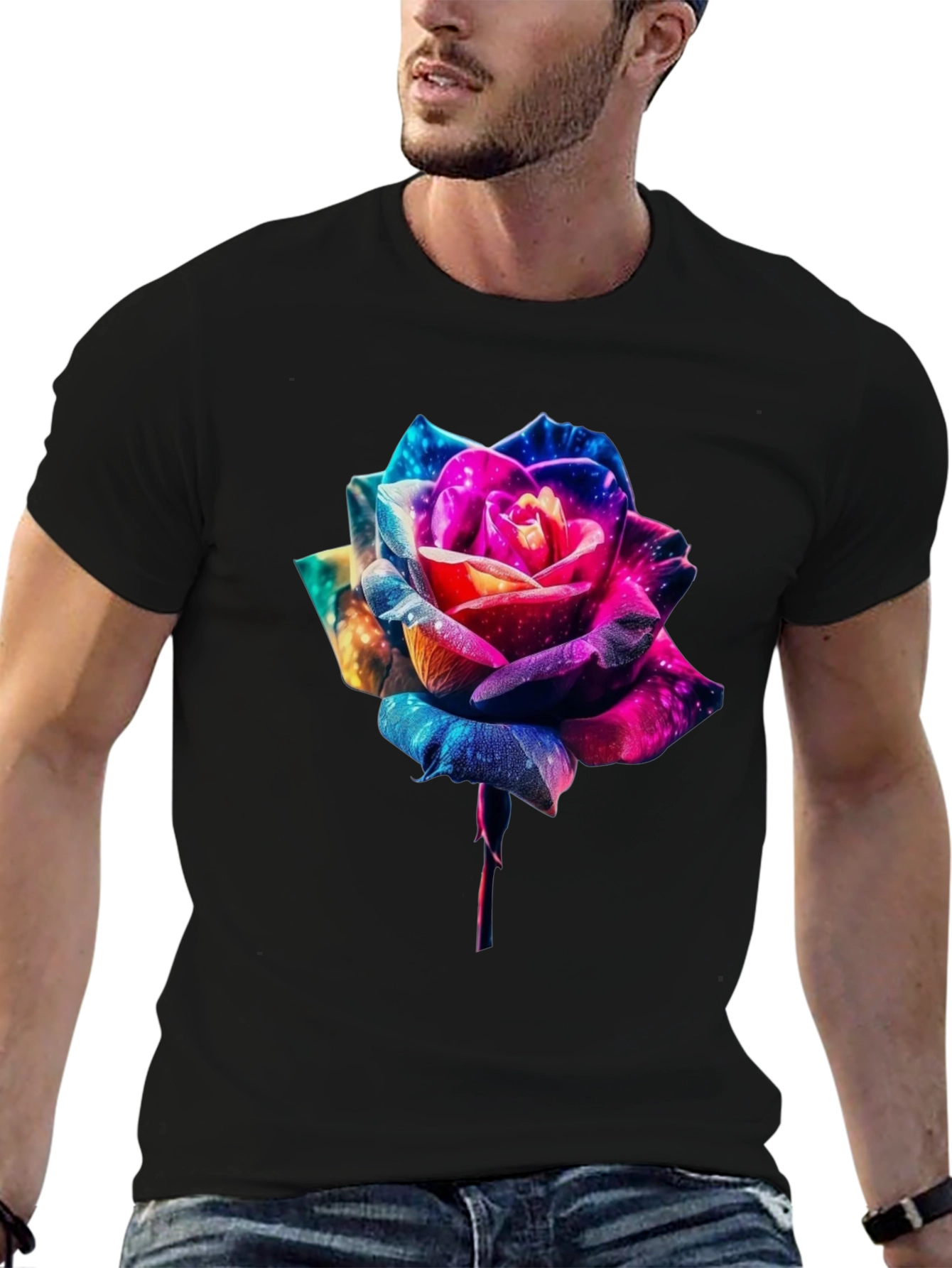 Galaxy Rose Graphic Tee - Black