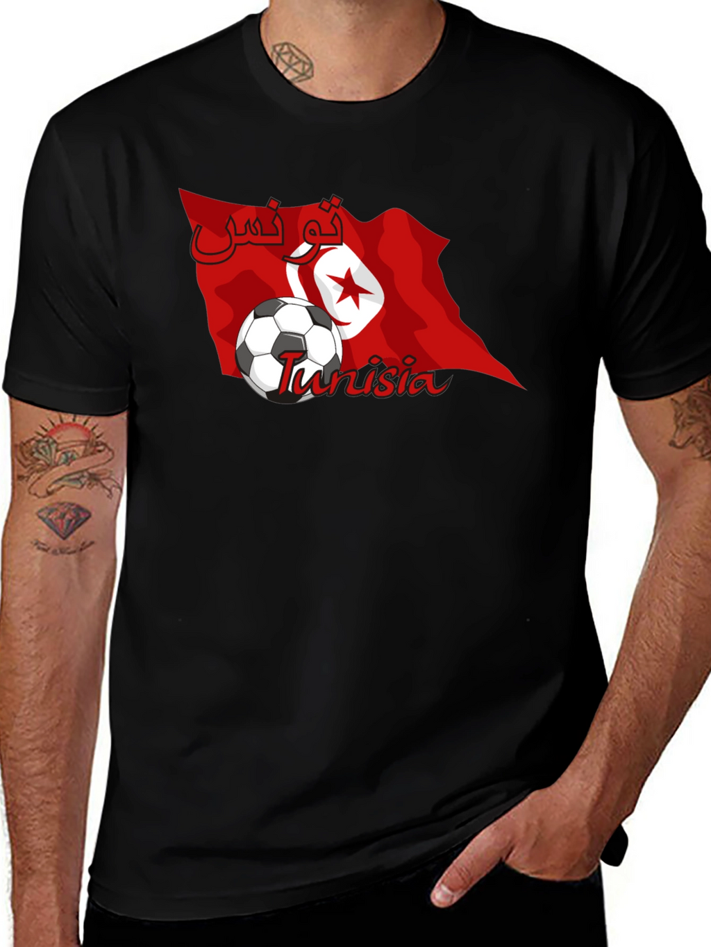 Tunisia Soccer Flag Graphic T-Shirt