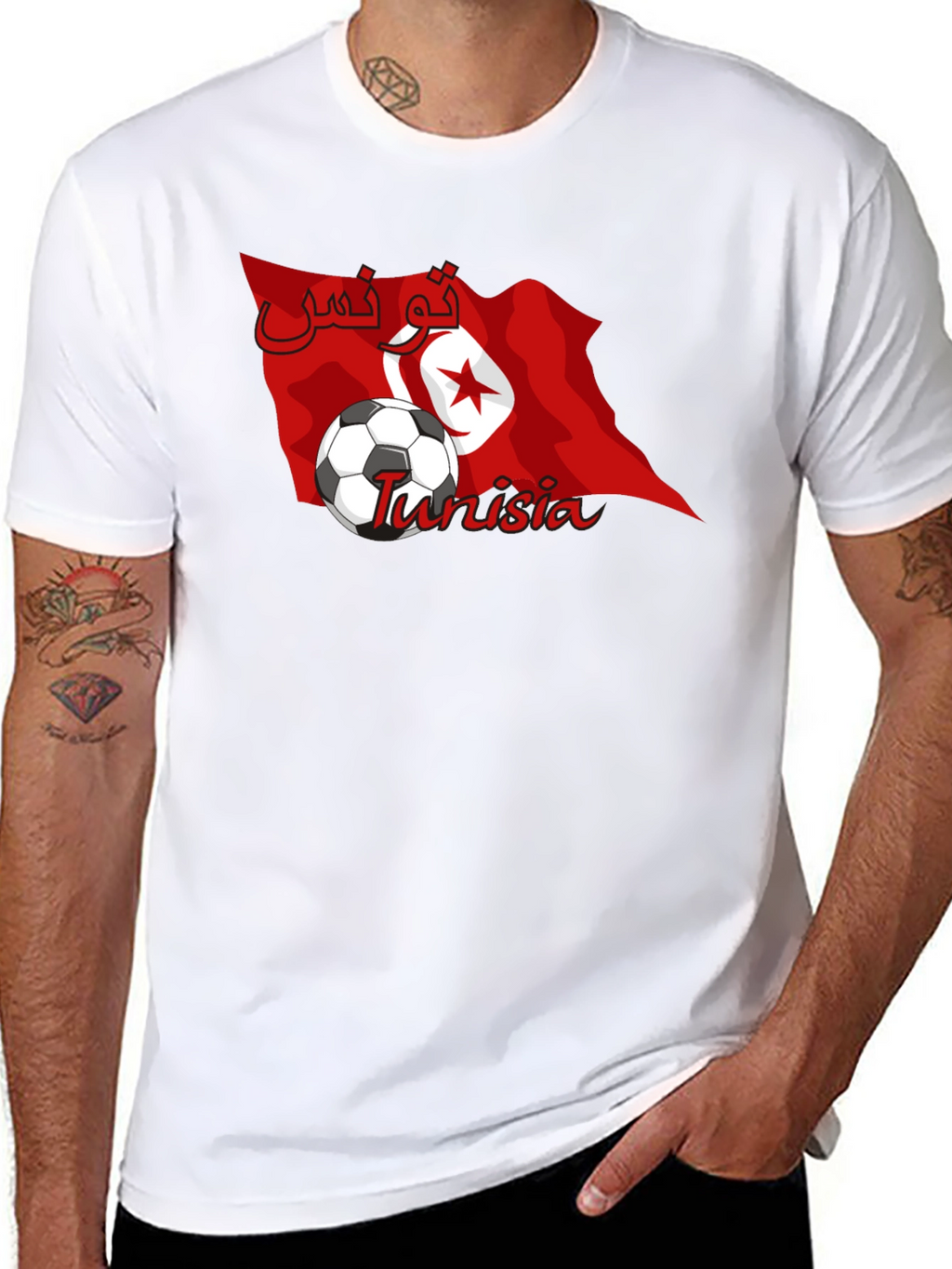 Tunisia Soccer Flag Graphic T-Shirt