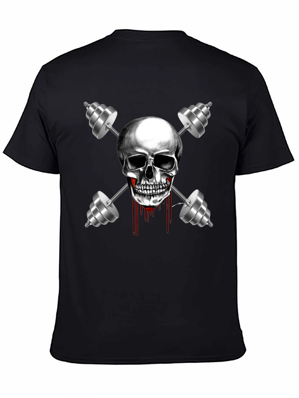 Skull & Dumbbell Graphic Tee - Gym Motivation