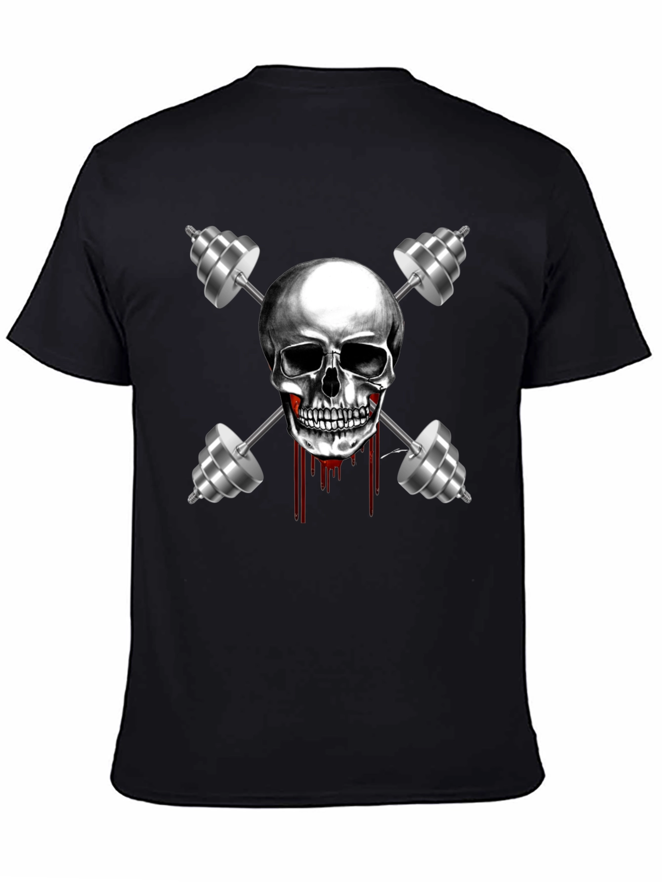 Skull & Dumbbell Graphic Tee - Gym Motivation