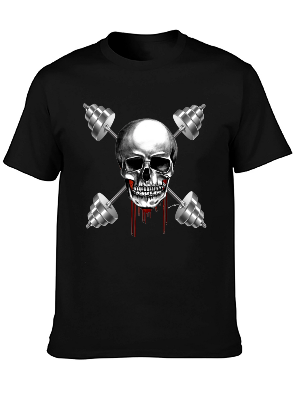Skull & Dumbbell Graphic Tee - Gym Motivation