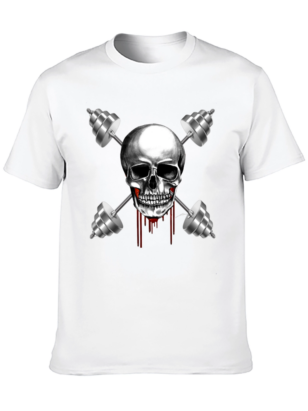 Skull & Dumbbell Graphic Tee - Gym Motivation