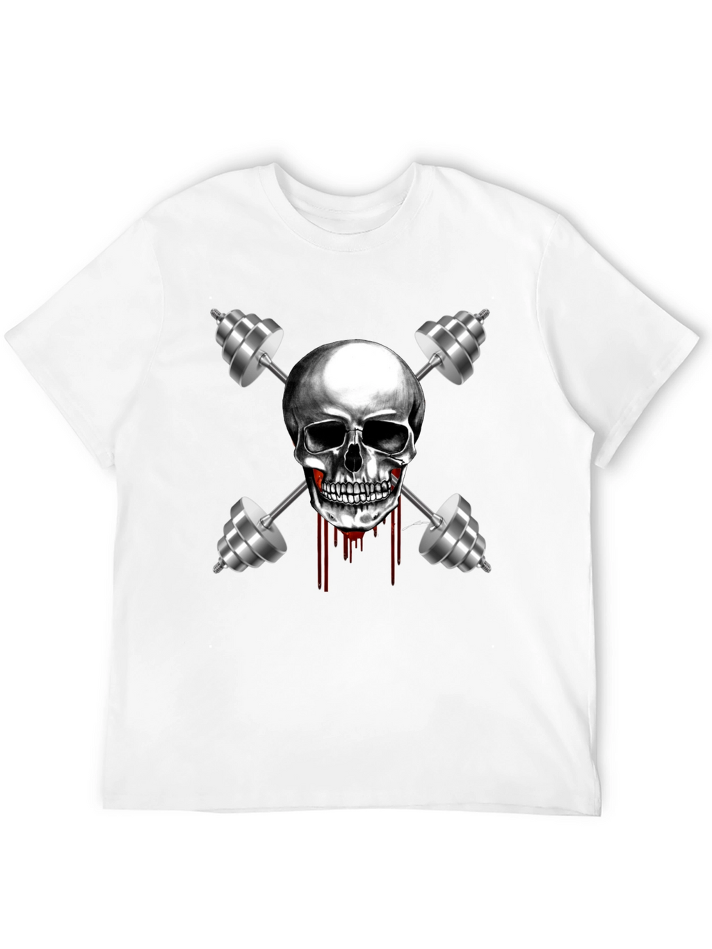 Skull & Dumbbell Graphic Tee - Gym Motivation