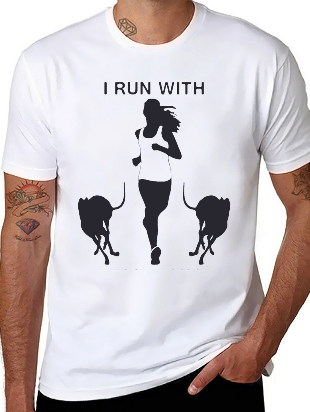 I Run With T-Shirt: Running Woman & Dogs