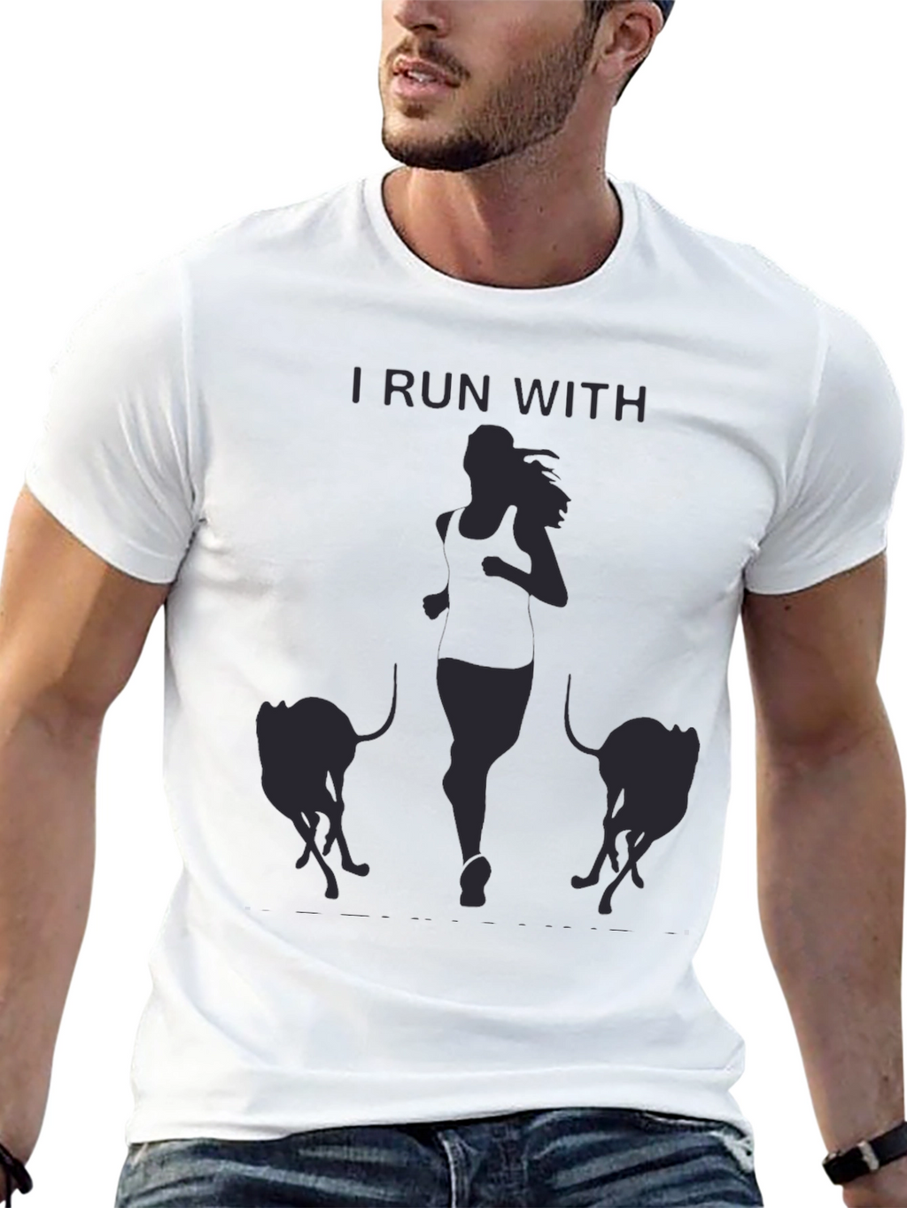 I Run With T-Shirt: Running Woman & Dogs