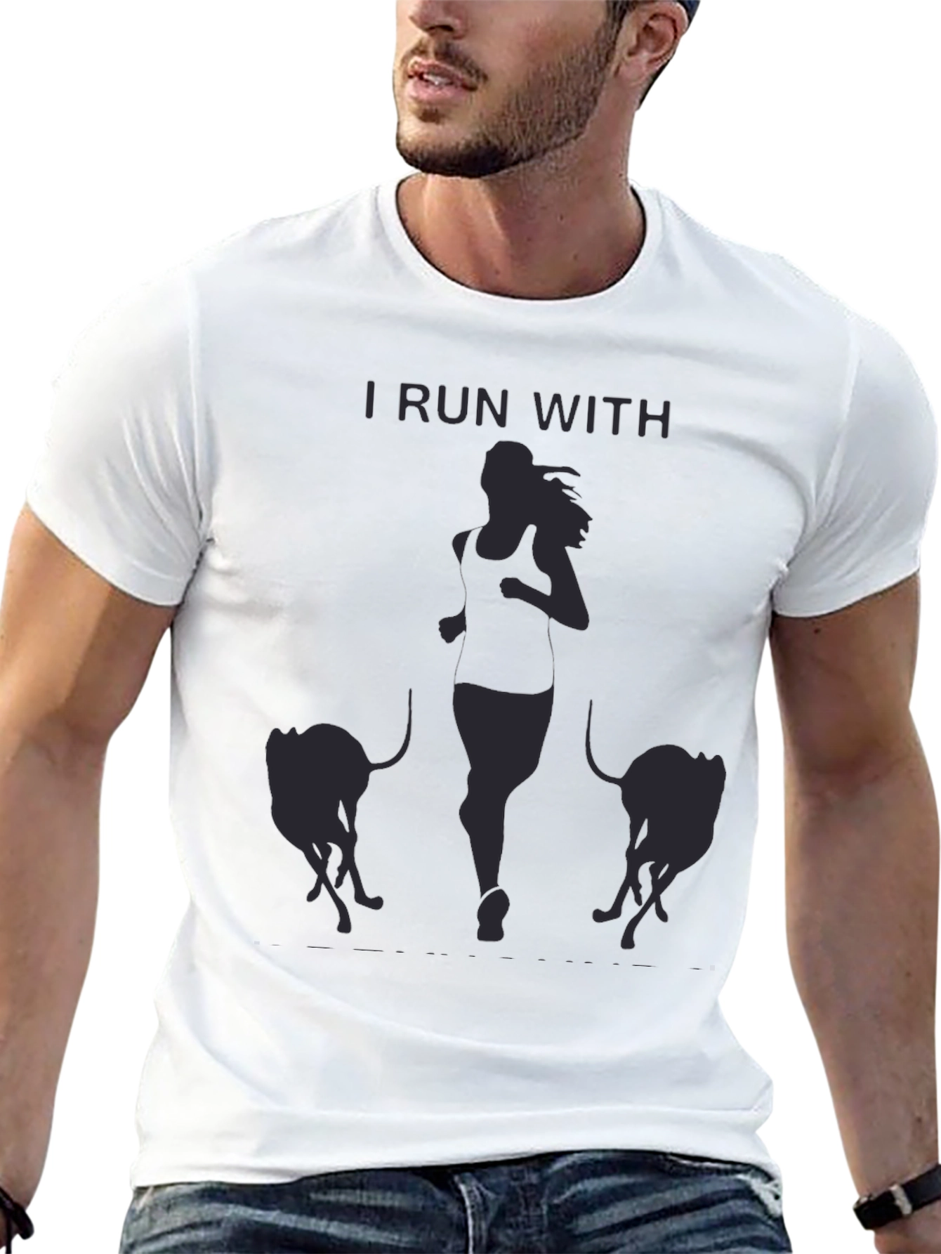 I Run With T-Shirt: Running Woman & Dogs