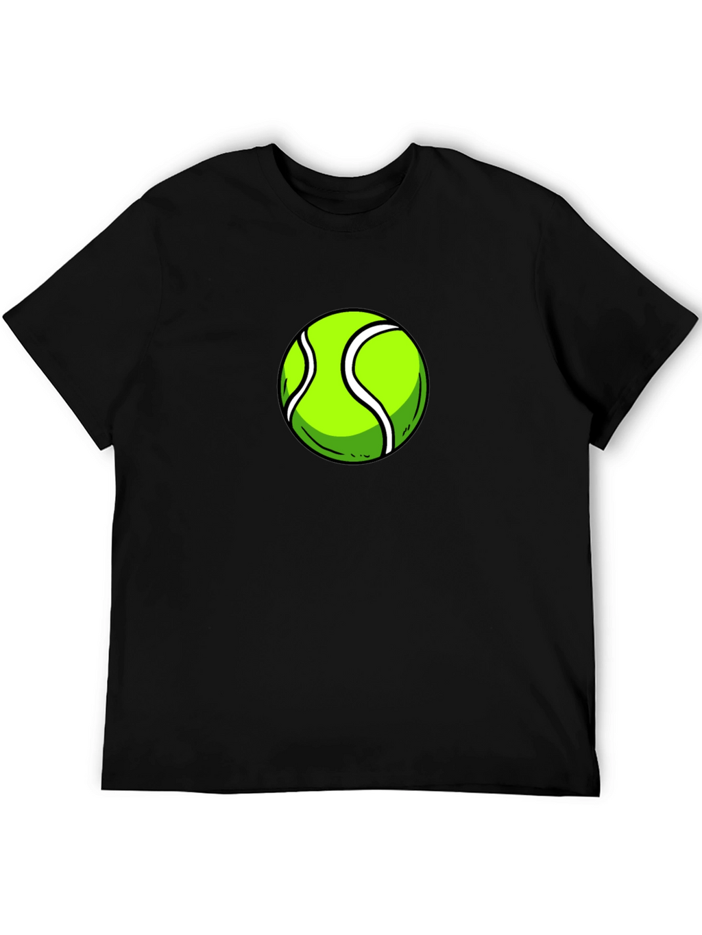 Tennis Ball Graphic Tee - Black Cotton T-Shirt