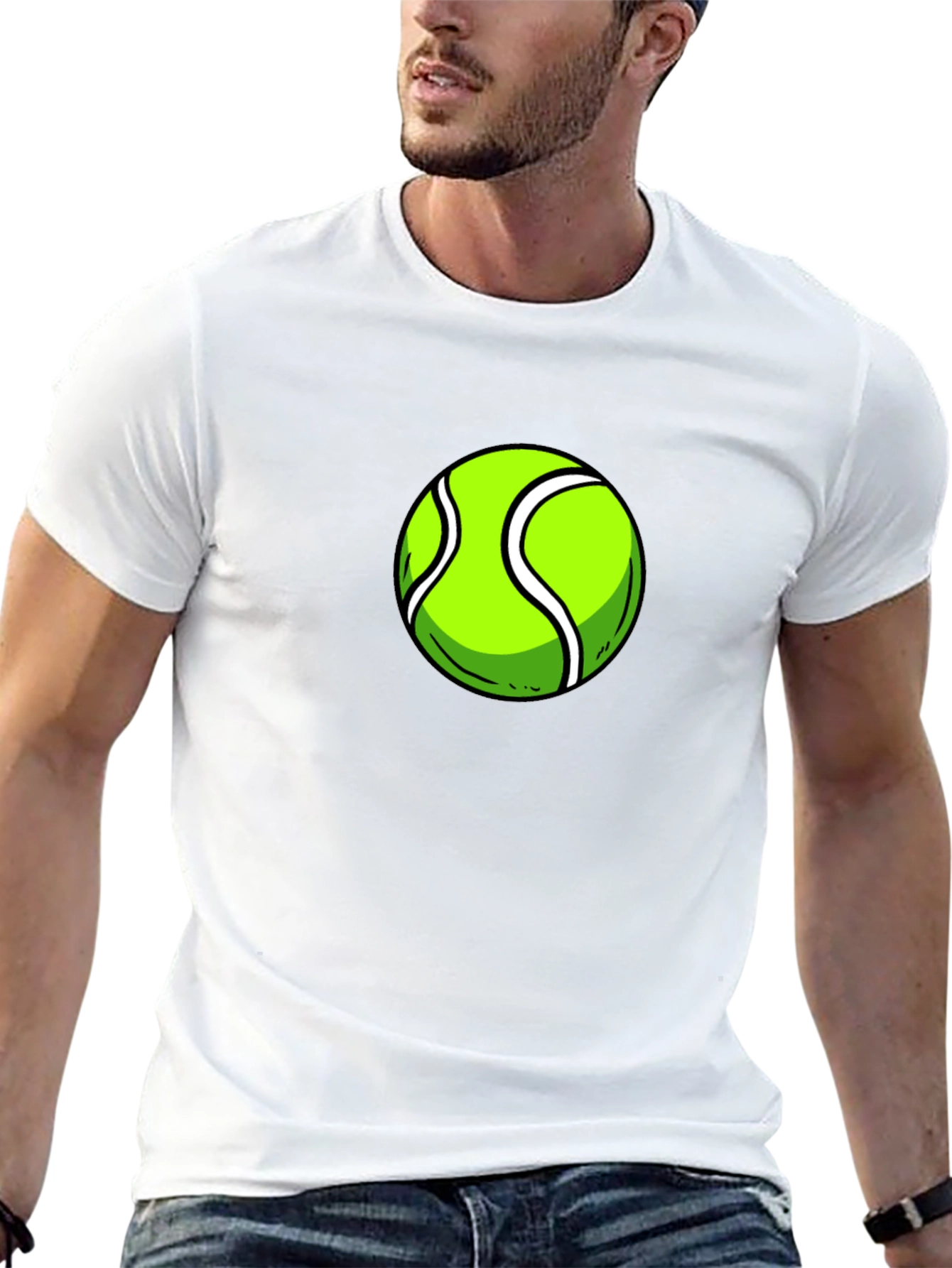Tennis Ball Graphic Tee - Black Cotton T-Shirt