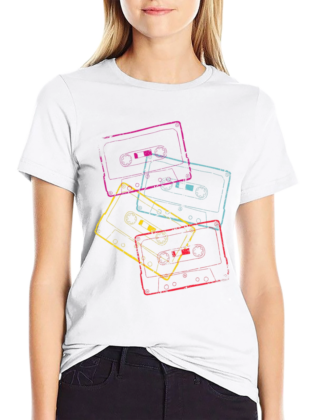 Retro Cassette Tape Graphic Tee - Black