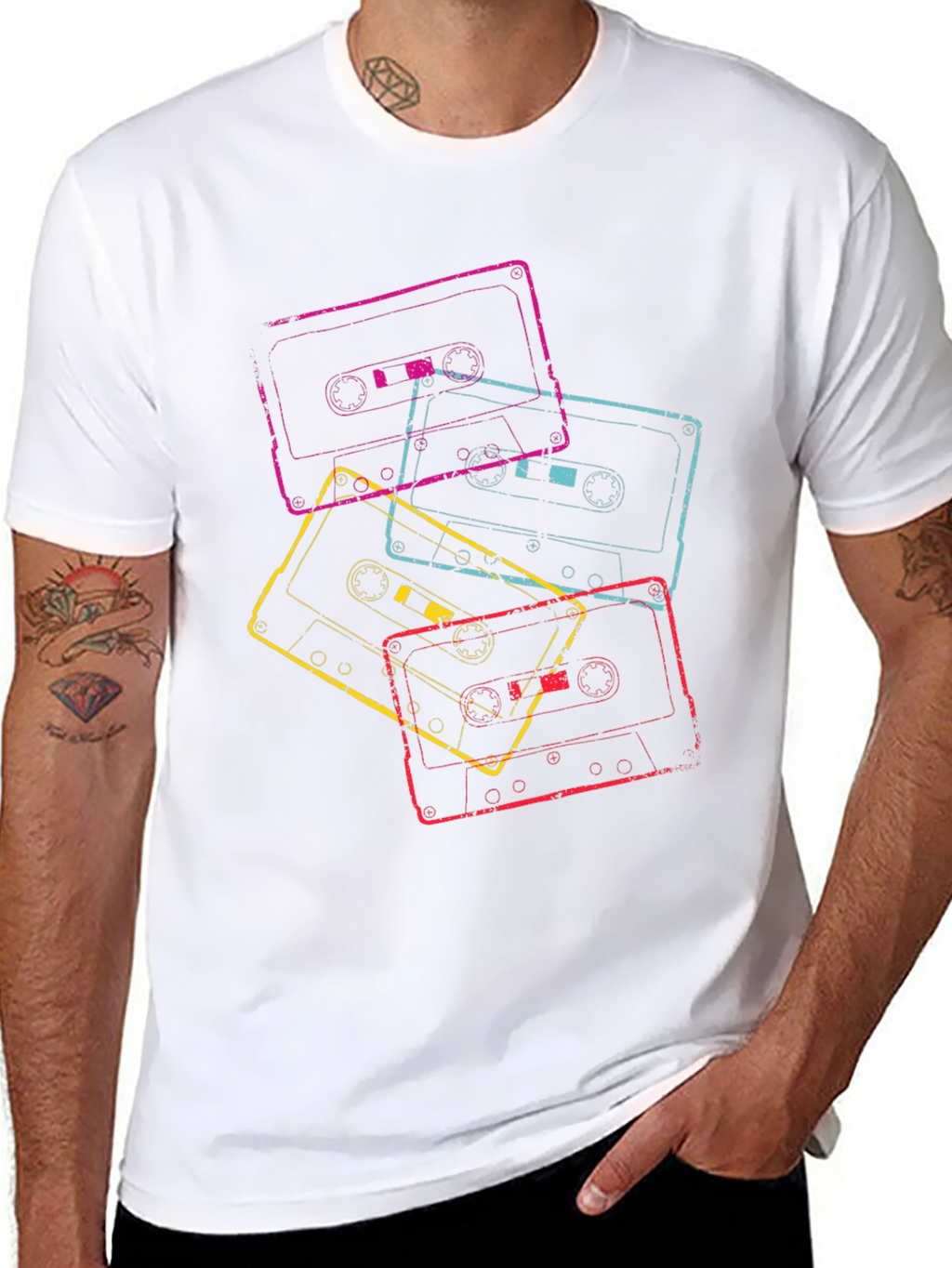 Retro Cassette Tape Graphic Tee - Black