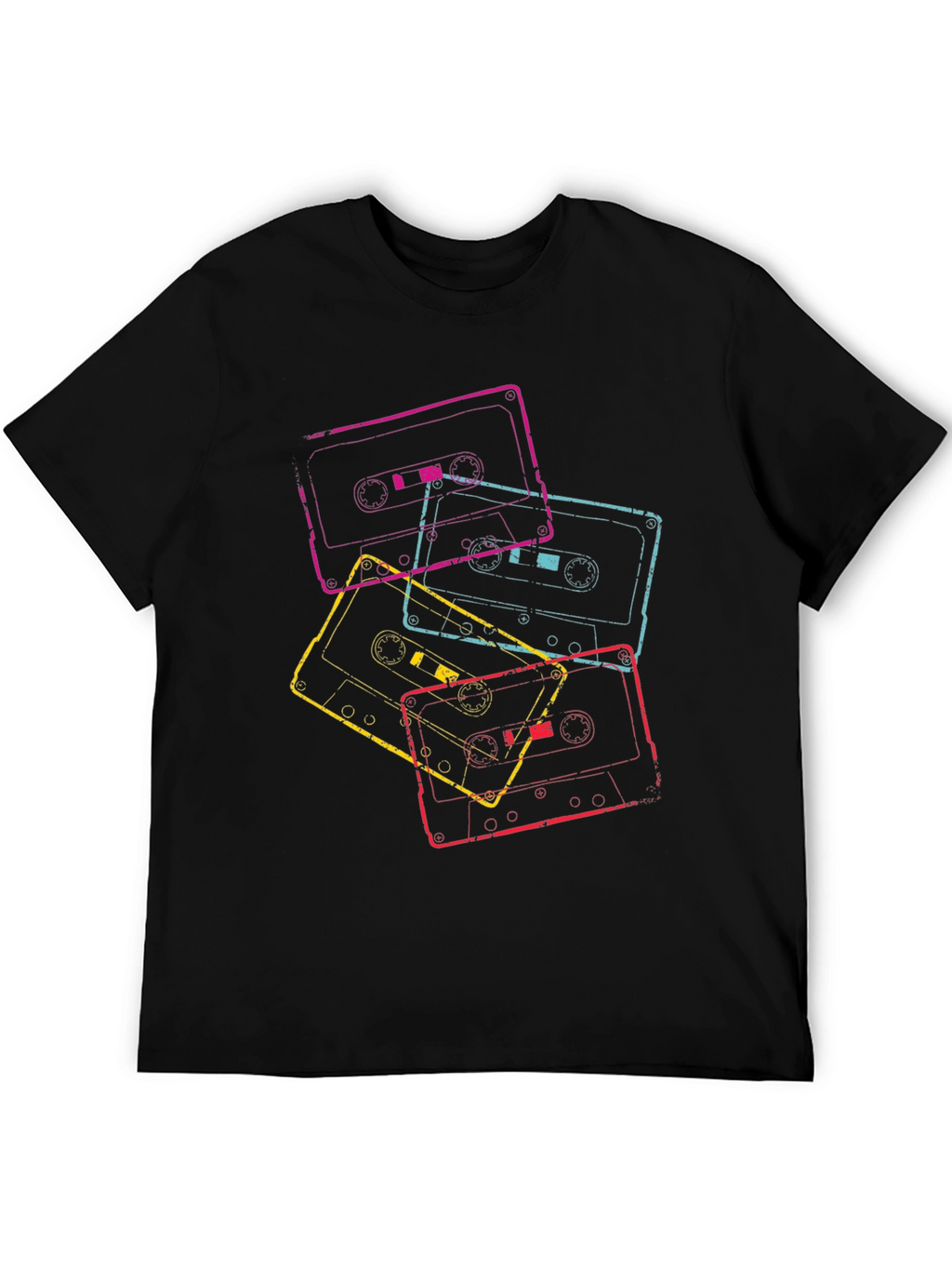 Retro Cassette Tape Graphic Tee - Black