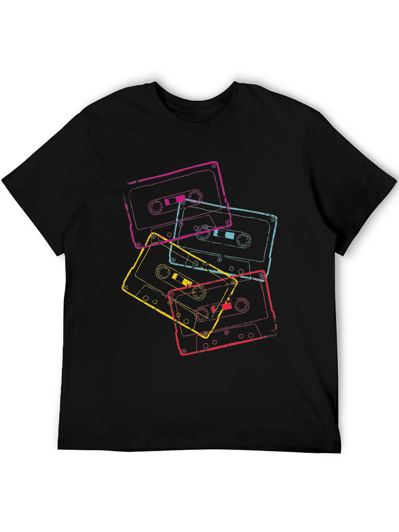 Retro Cassette Tape Graphic Tee - Black