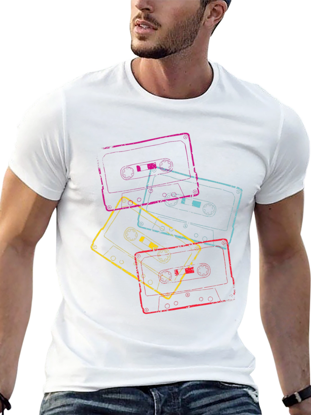 Retro Cassette Tape Graphic Tee - Black