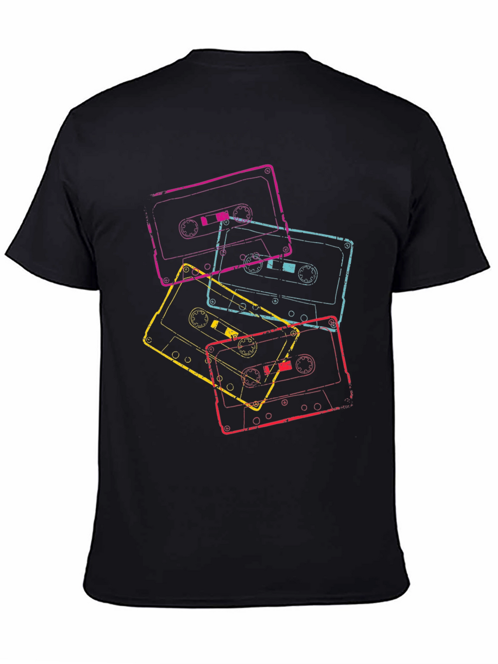 Retro Cassette Tape Graphic Tee - Black