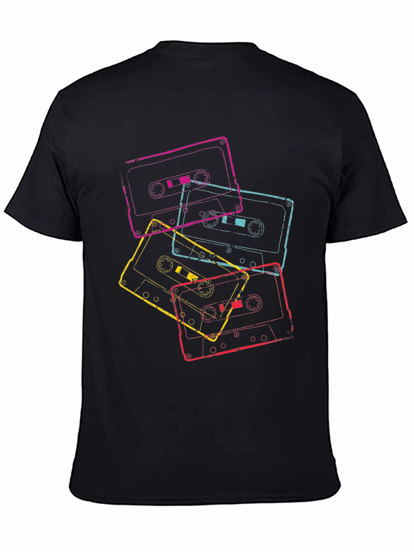 Retro Cassette Tape Graphic Tee - Black