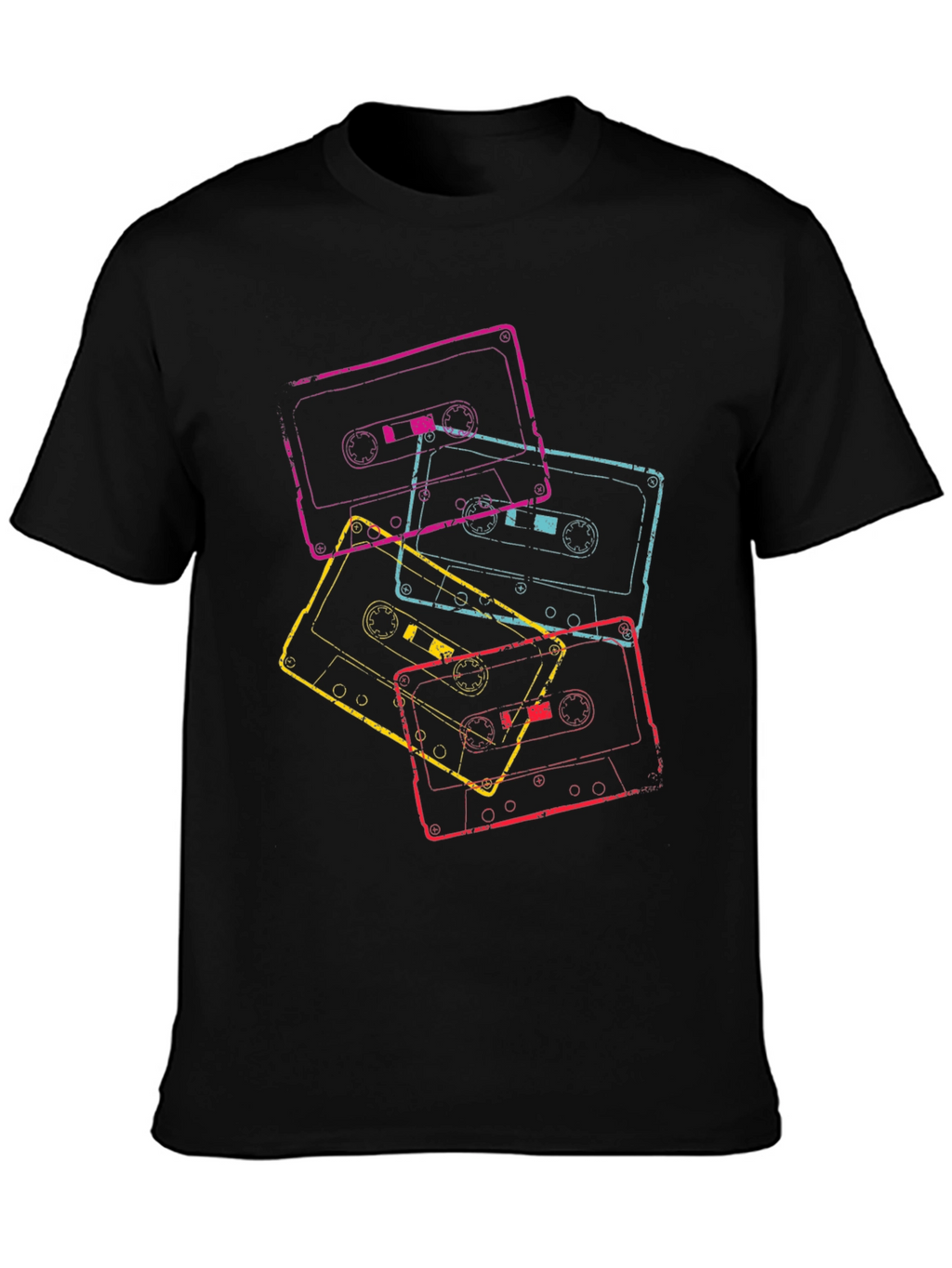 Retro Cassette Tape Graphic Tee - Black