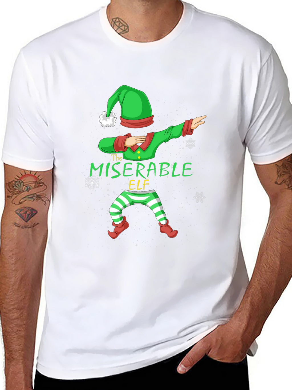 Miserable Elf Dabbing Graphic Tee - Holiday Humor