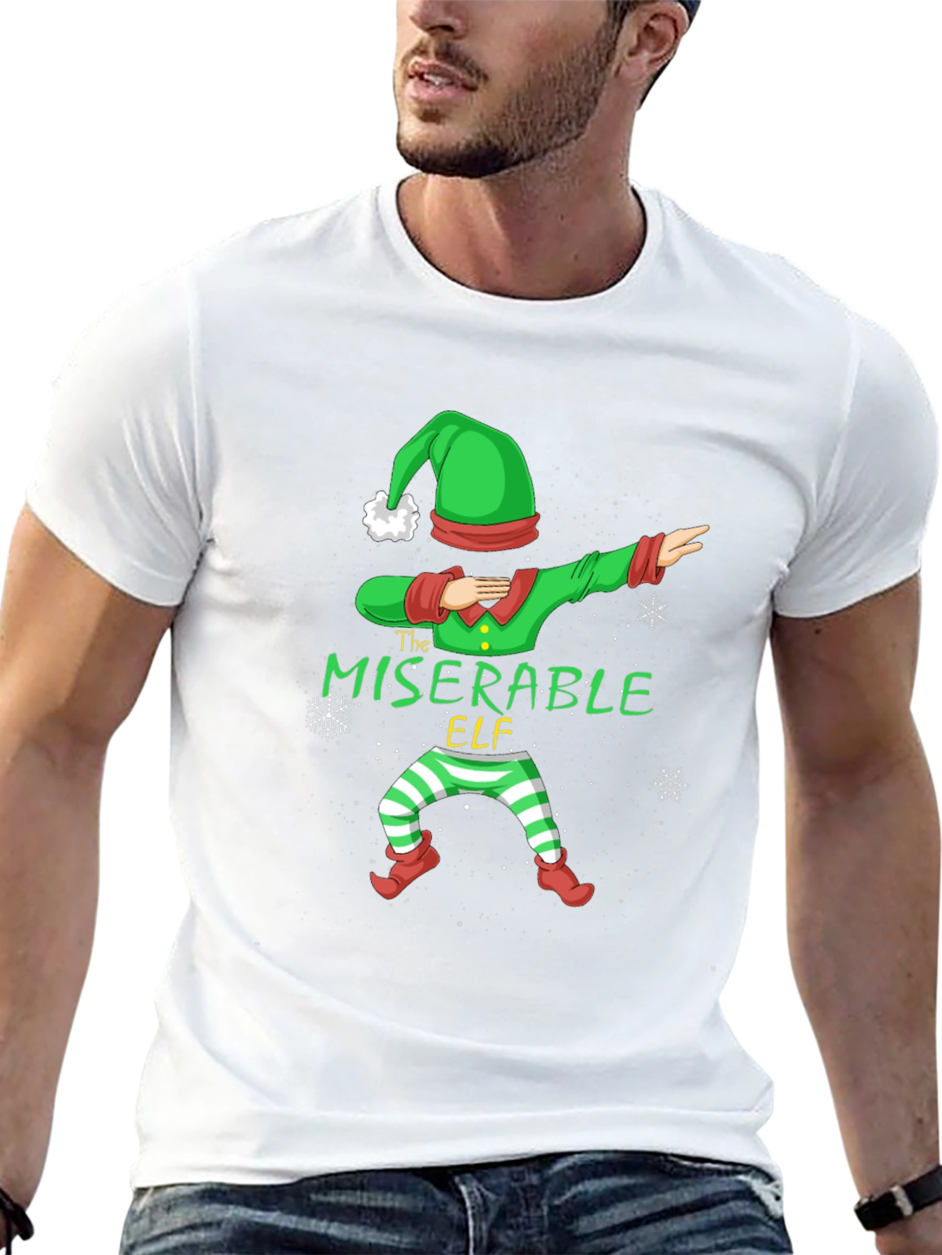 Miserable Elf Dabbing Graphic Tee - Holiday Humor