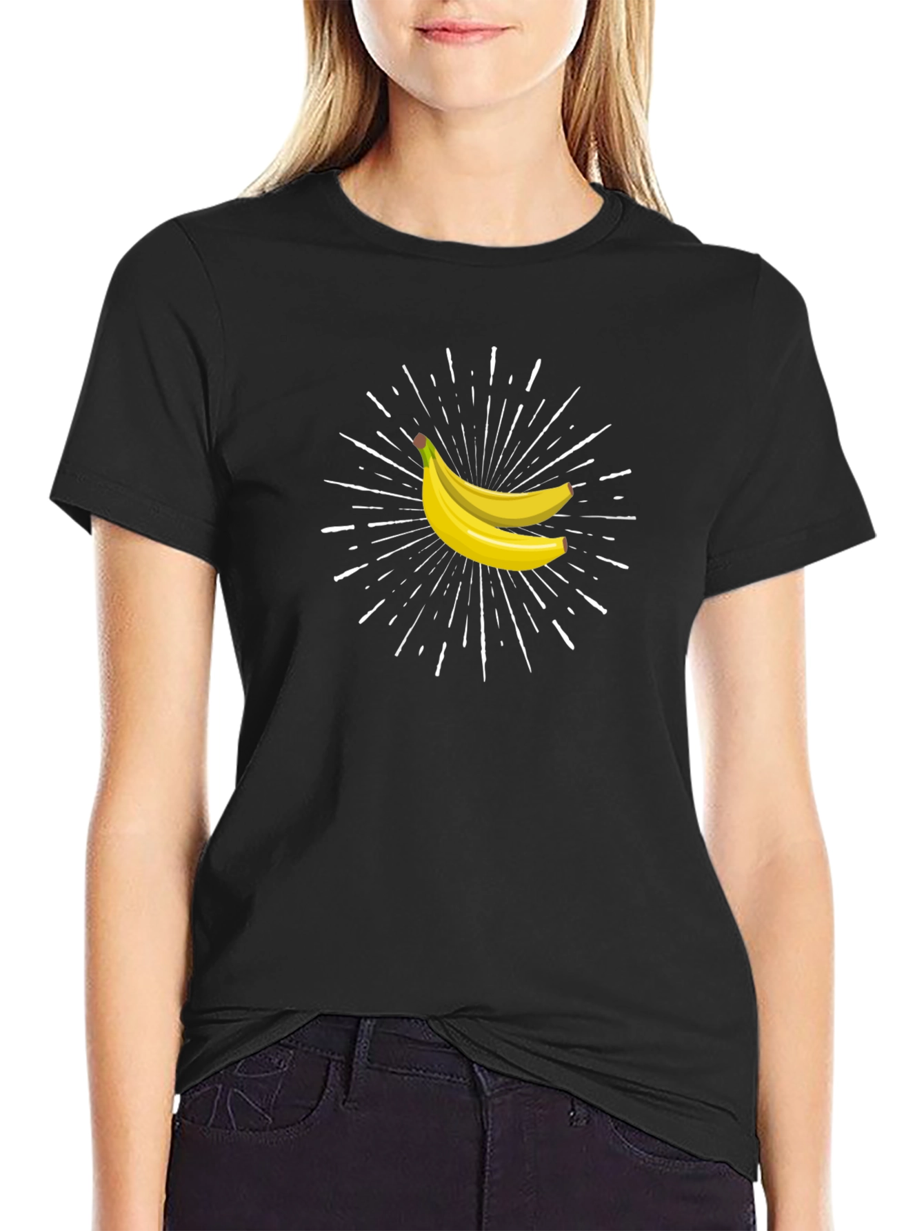 Banana Burst Graphic Tee - Black Cotton Comfort