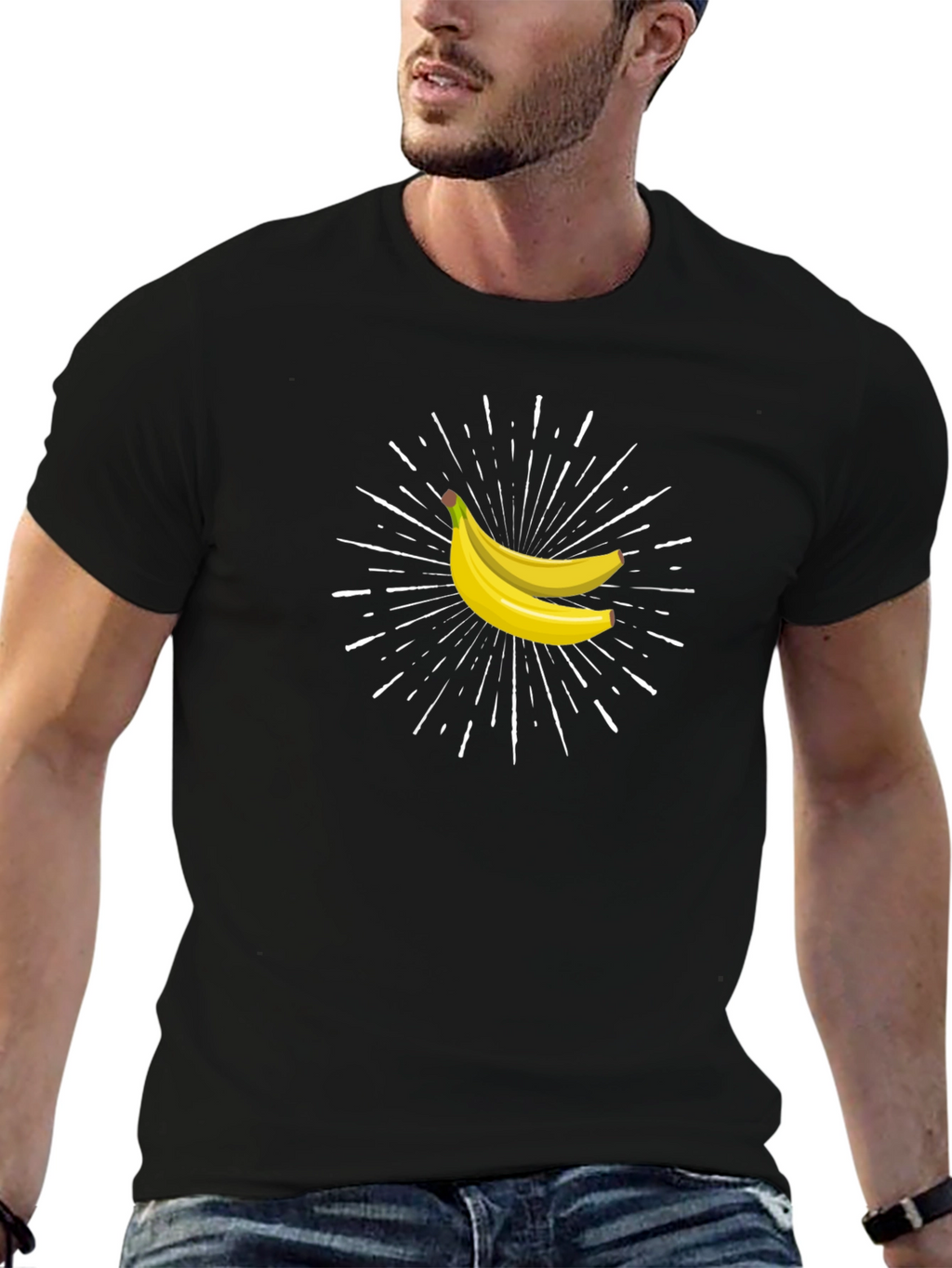Banana Burst Graphic Tee - Black Cotton Comfort