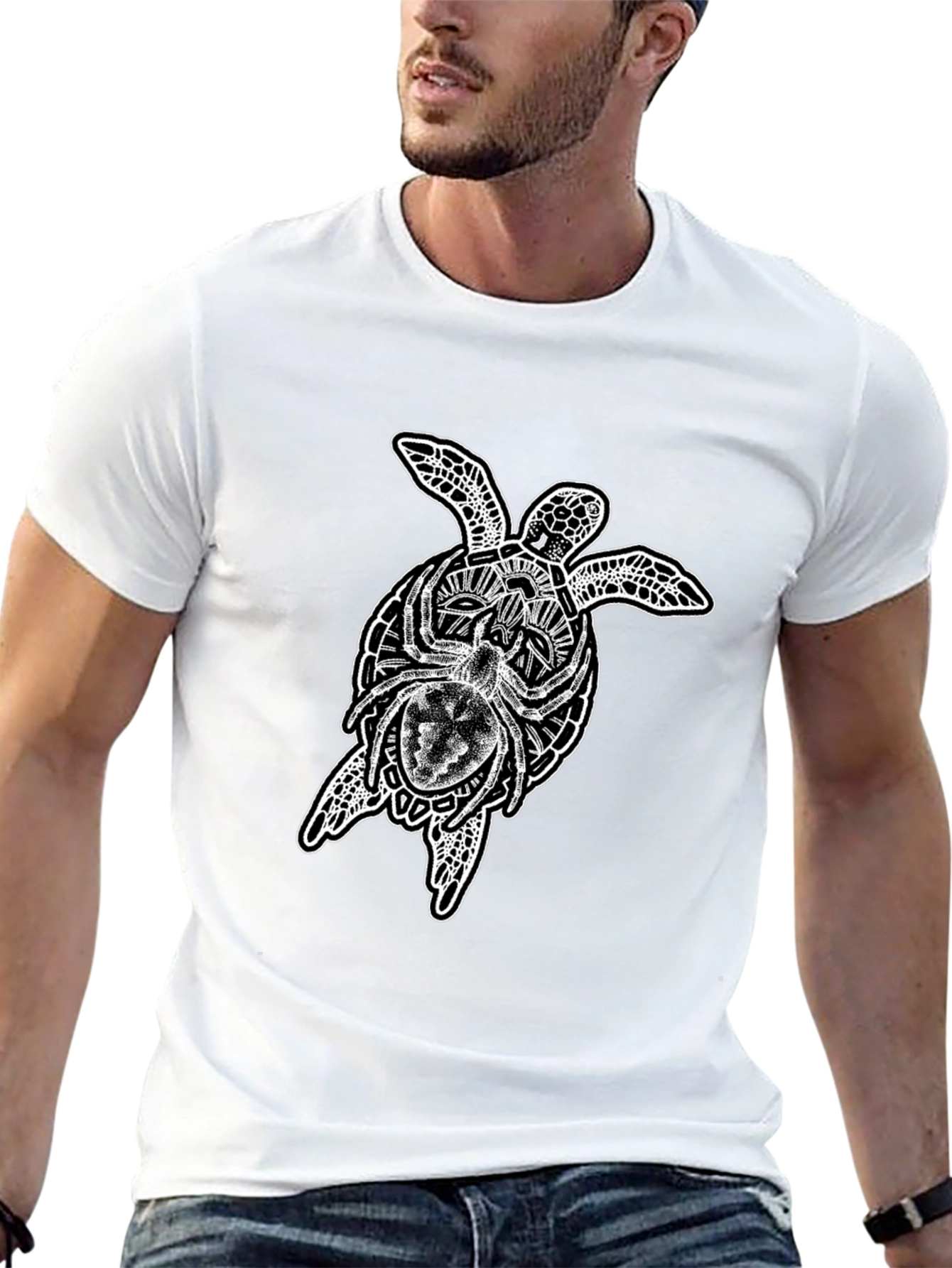 Turtle & Spider Graphic Tee - Mens Black T-Shirt