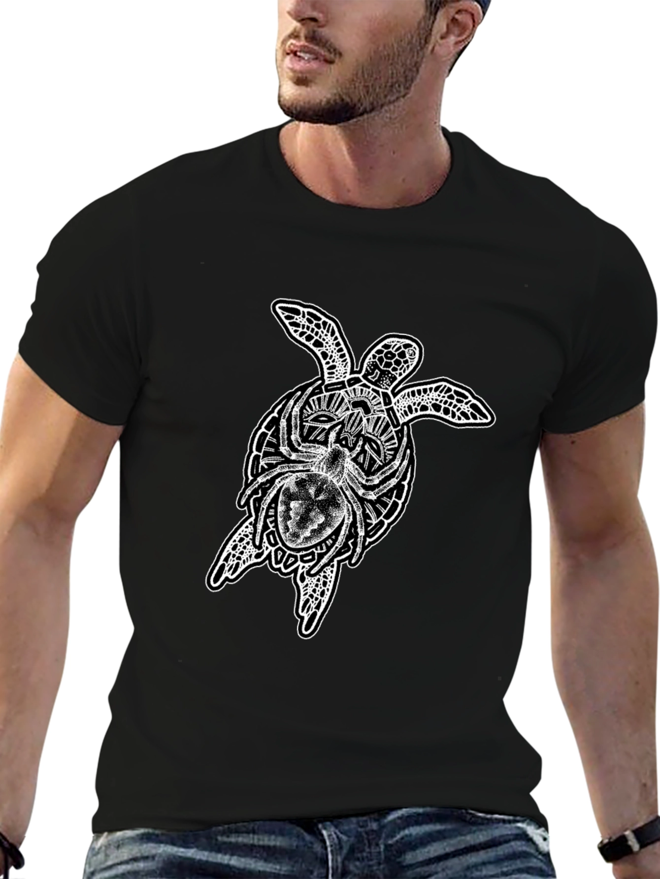 Turtle & Spider Graphic Tee - Mens Black T-Shirt
