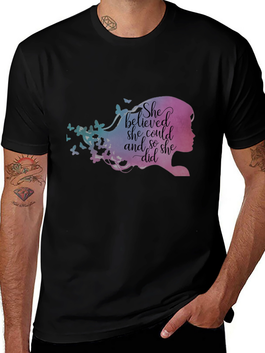 Empowering She Believed Graphic Tee - Black Unisex Fit