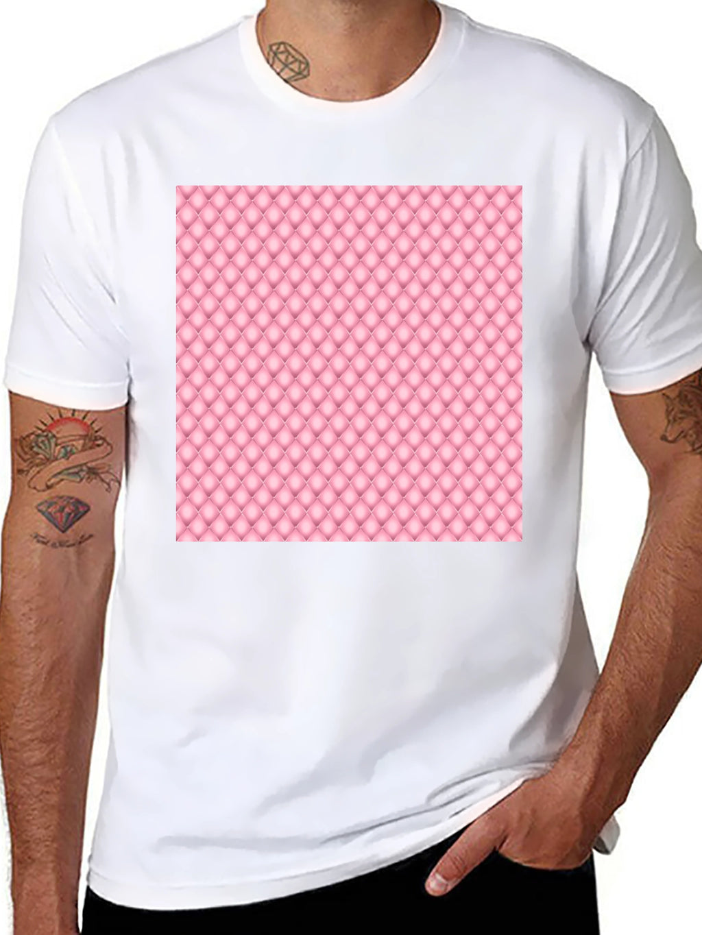 Stylish Black Tee with Pink Quilted Pattern
