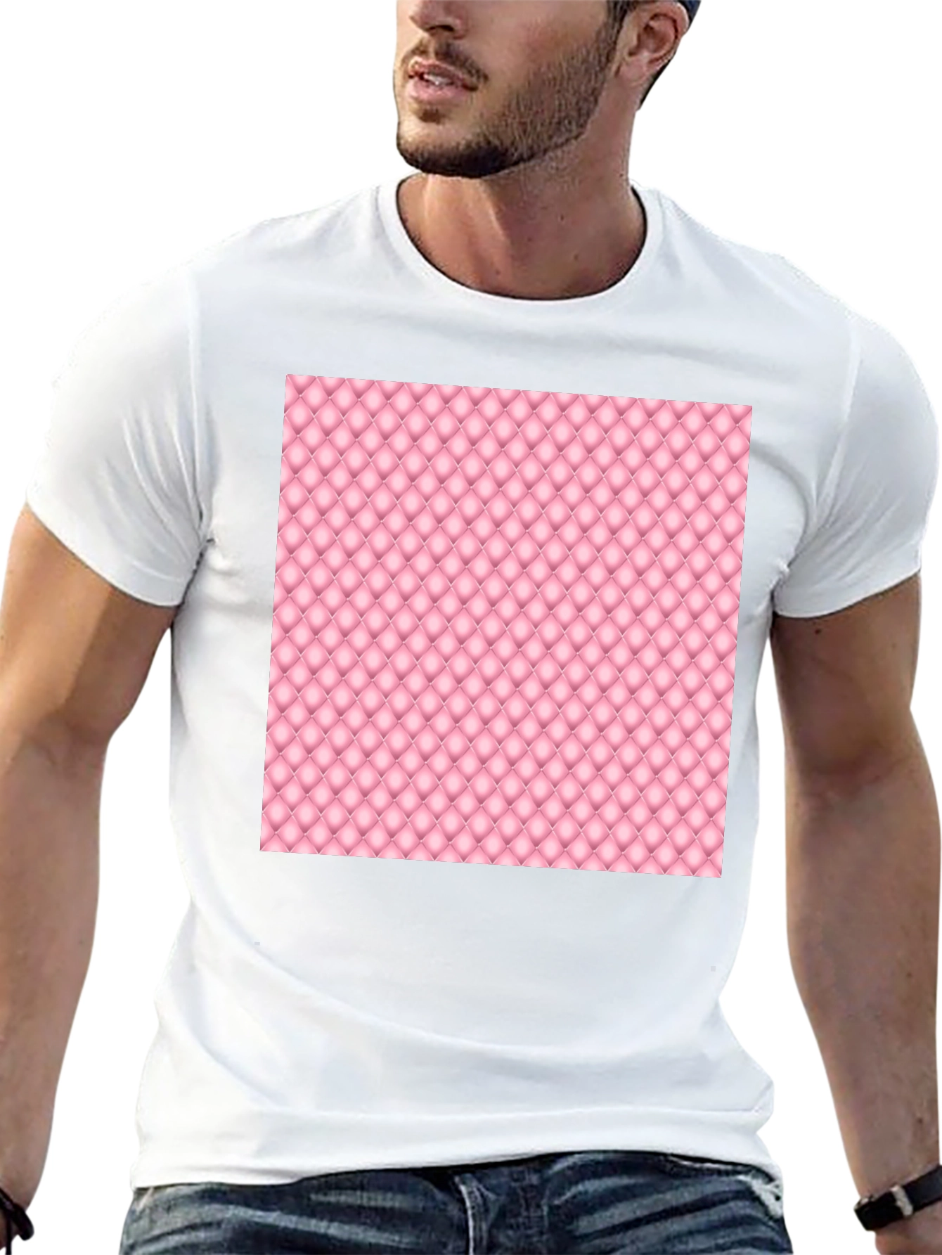 Stylish Black Tee with Pink Quilted Pattern
