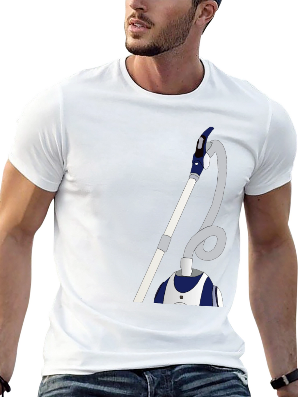 Humorous Vacuum Cleaner Graphic Tee - Black