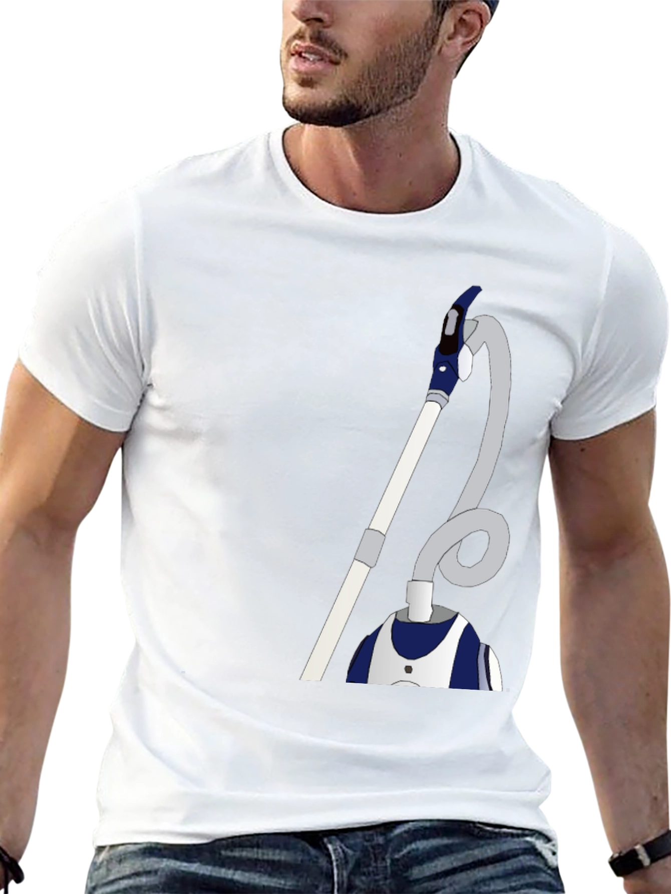 Humorous Vacuum Cleaner Graphic Tee - Black