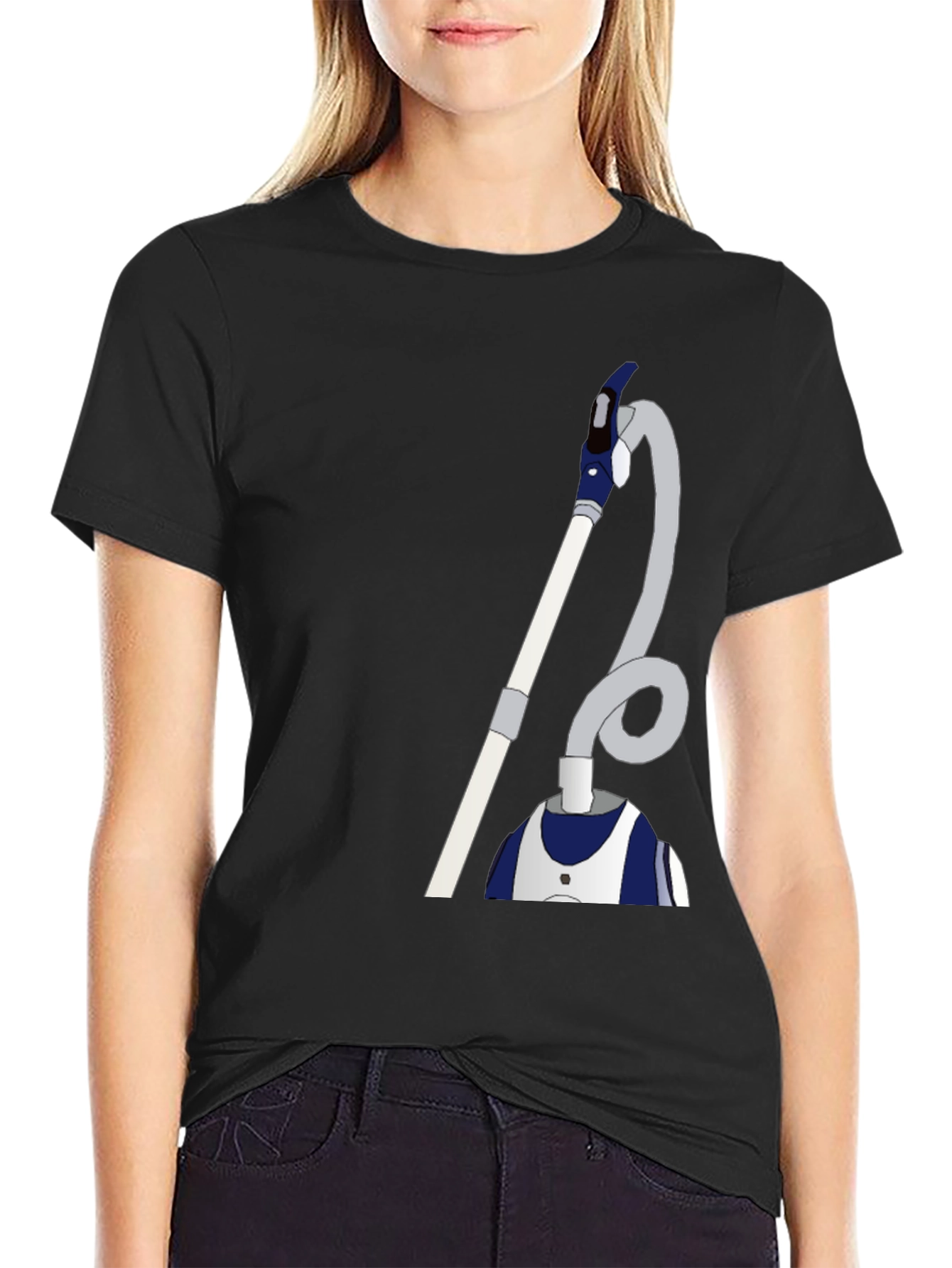 Humorous Vacuum Cleaner Graphic Tee - Black