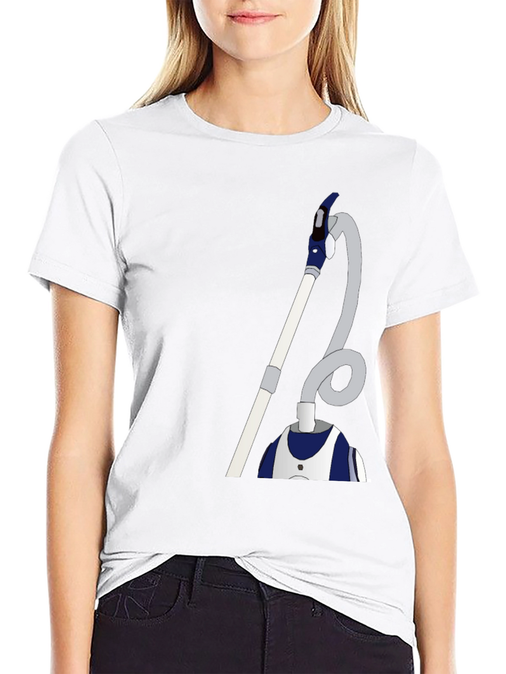 Humorous Vacuum Cleaner Graphic Tee - Black