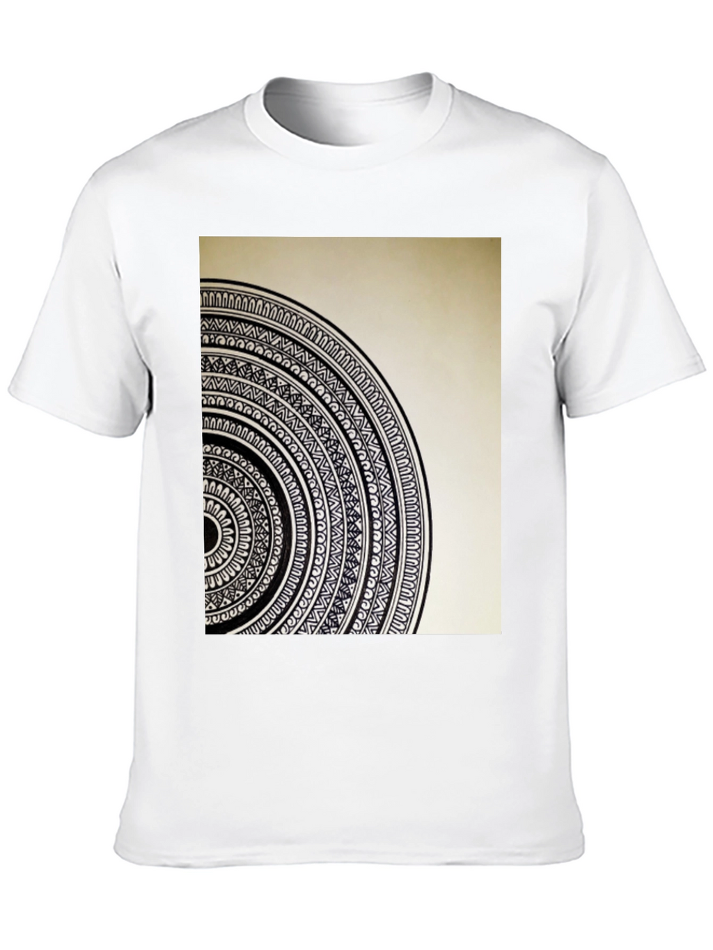 Geometric Mandala Graphic Tee - Stylish Black Cotton T-Shirt