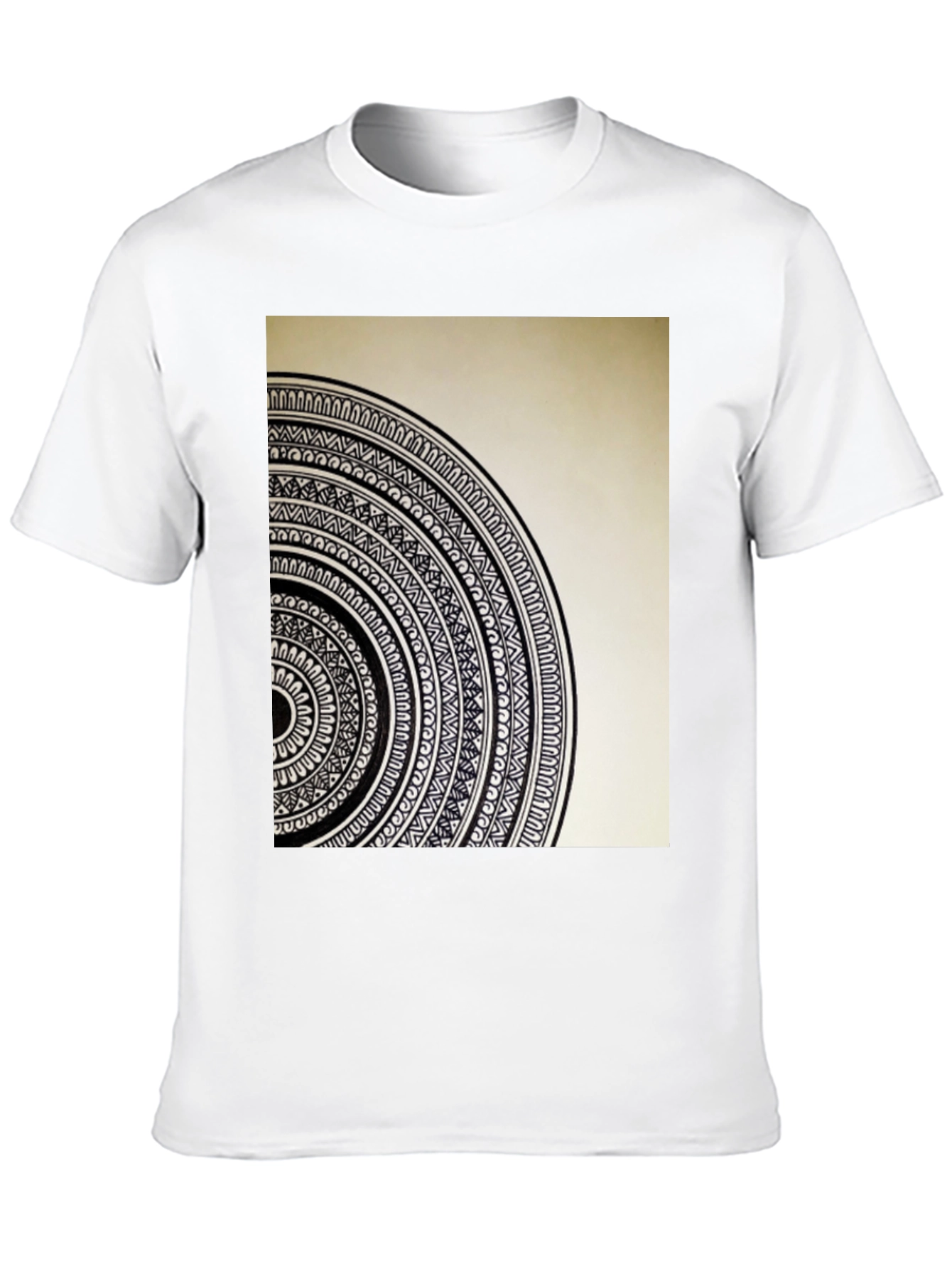 Geometric Mandala Graphic Tee - Stylish Black Cotton T-Shirt
