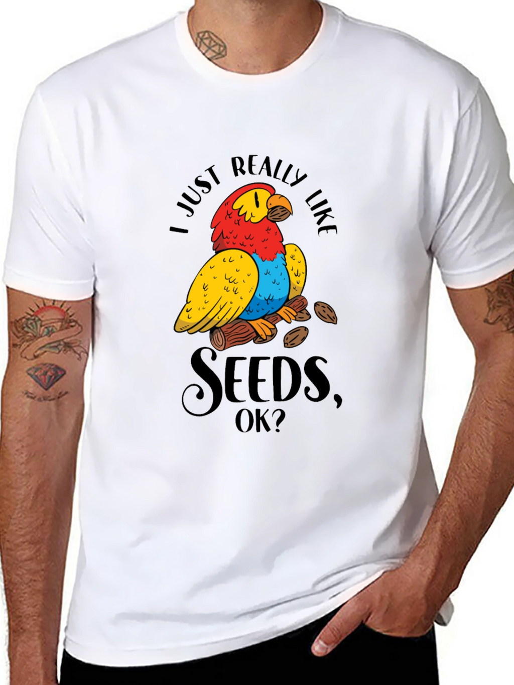 Funny Parrot Seeds Graphic Tee
