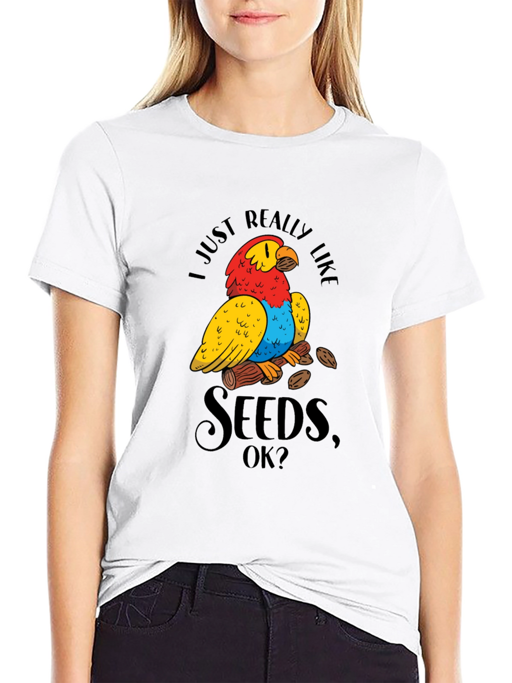 Funny Parrot Seeds Graphic Tee